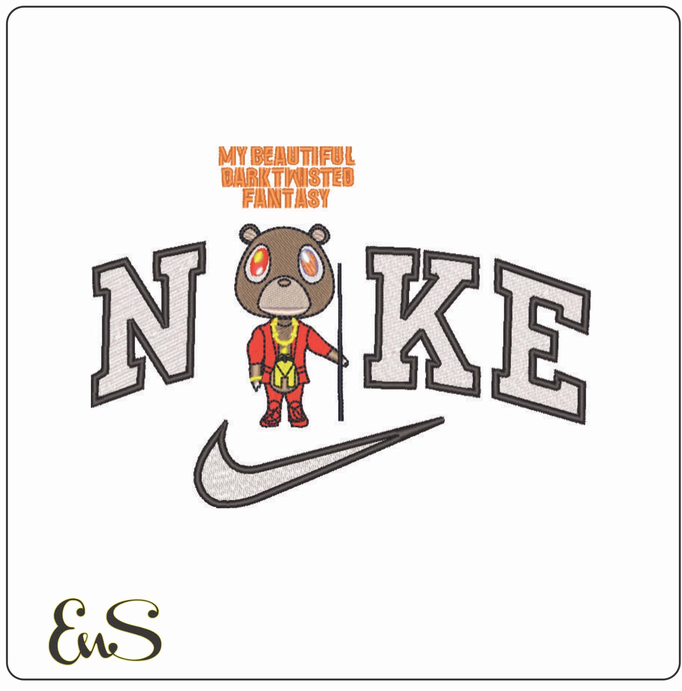 Nike Beautiful Dark Twisted Fantasy Kanye West Yeeze - Elegant embroidery design file - instant download
