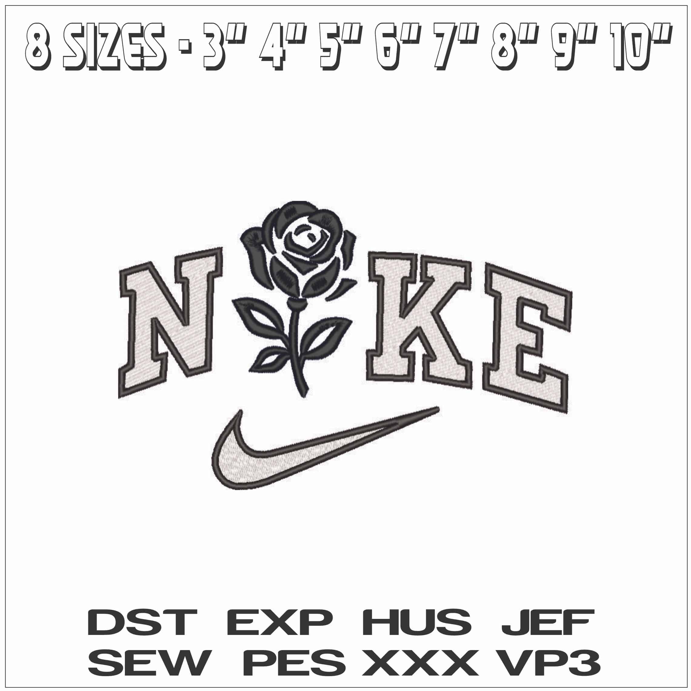 Nike Blac Rose - Elegant embroidery design file - instant download — view 2