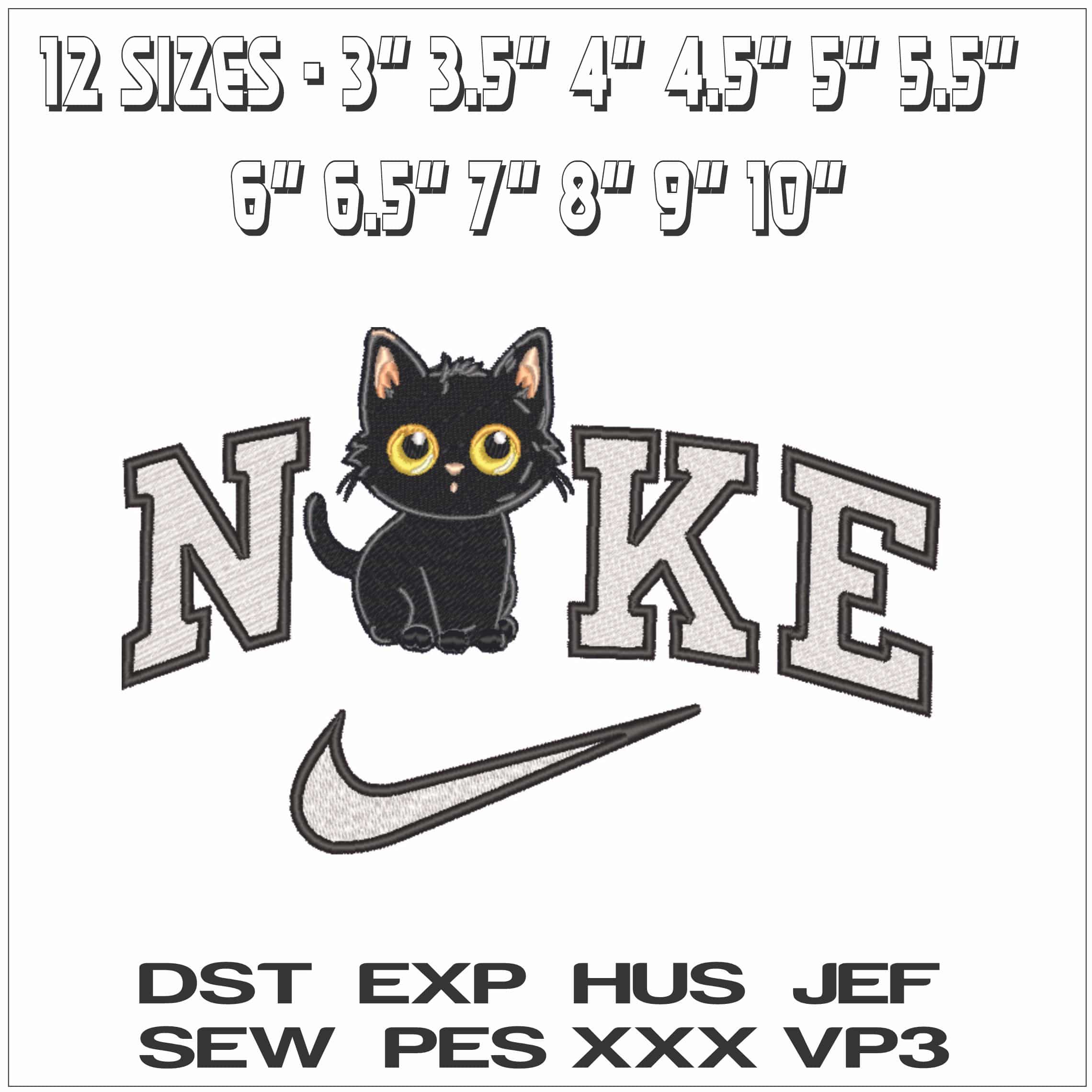 Nike Black Cat - Elegant embroidery design file - instant download — view 2