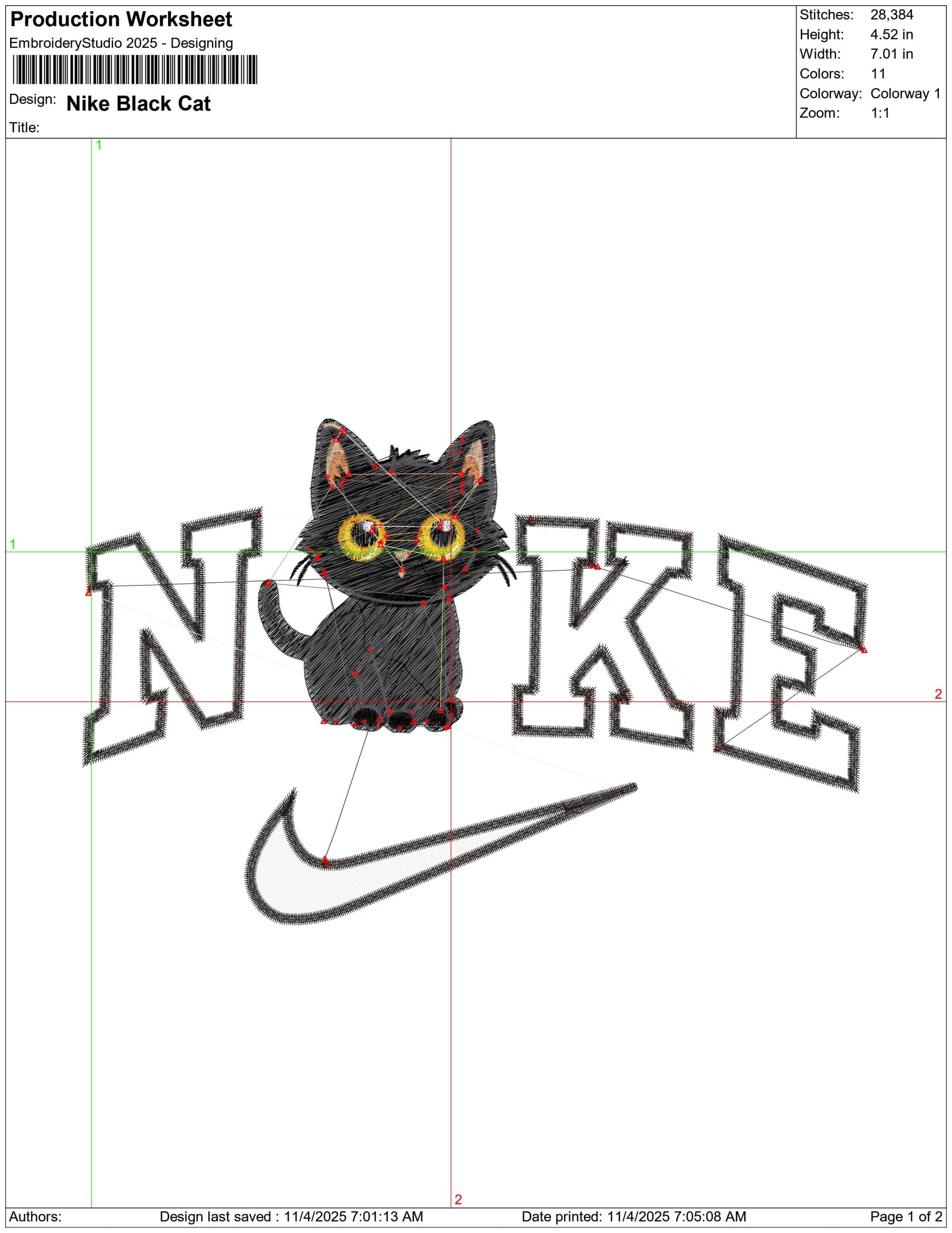 Nike Black Cat - Elegant embroidery design file - instant download — view 3