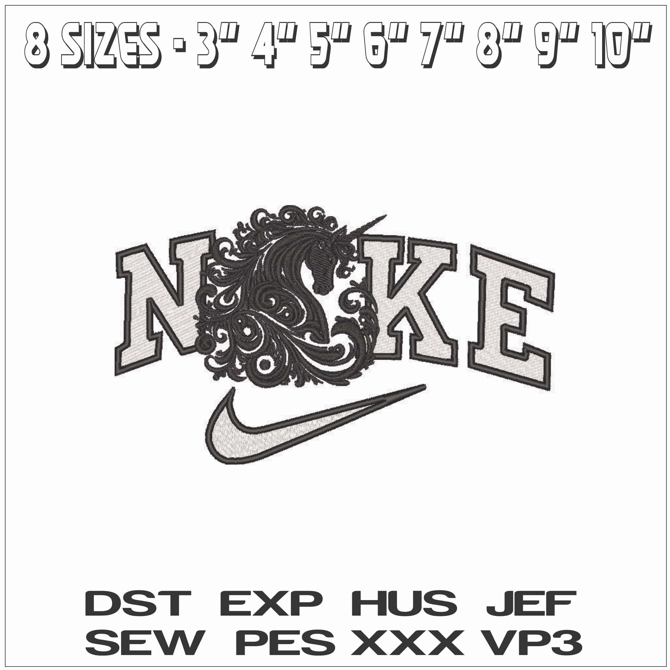 Nike Black Flat Unicorn - Elegant embroidery design file - instant download — view 2
