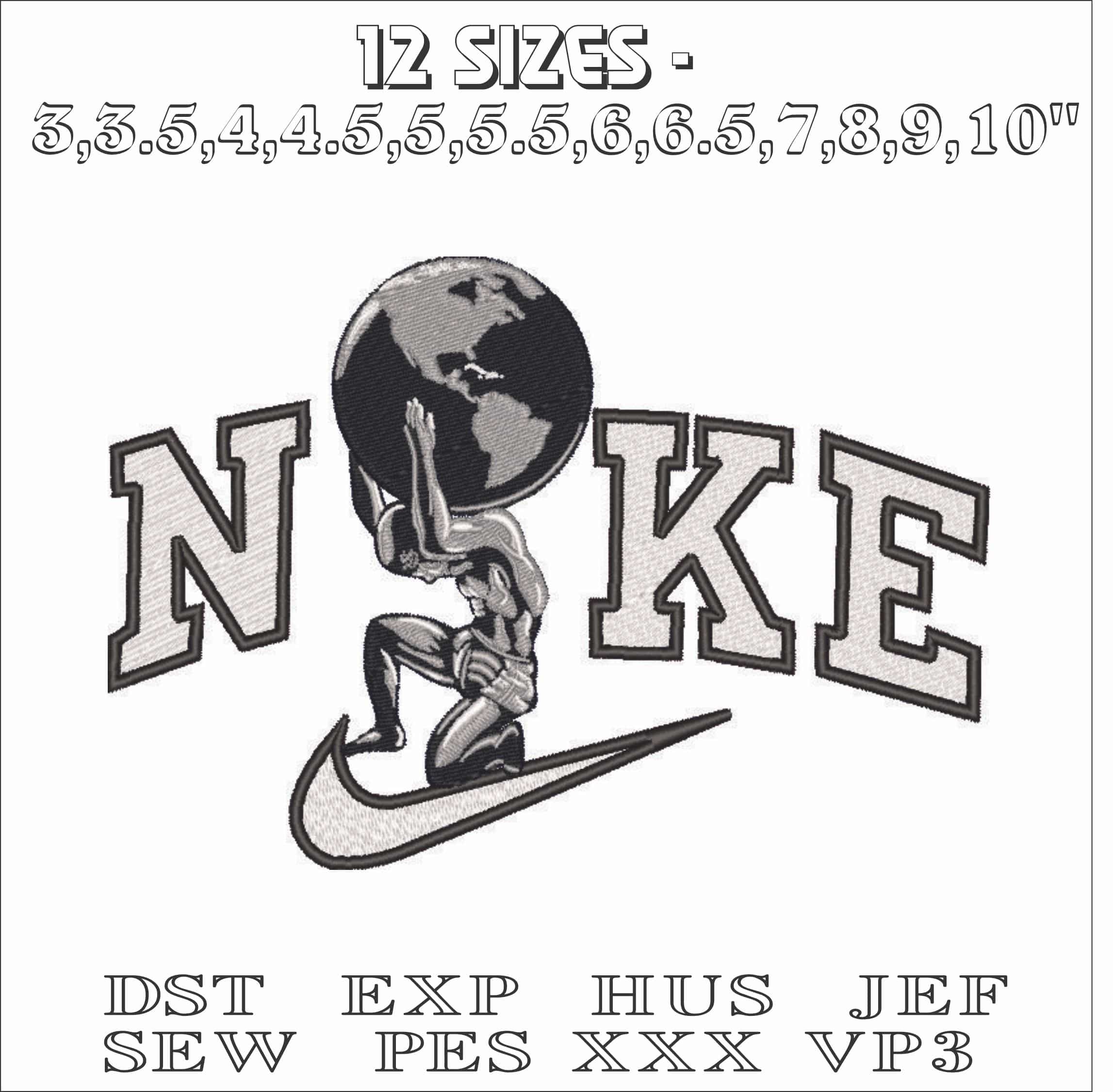 Nike Atlas Holding the World - Elegant embroidery design file - instant download — view 2