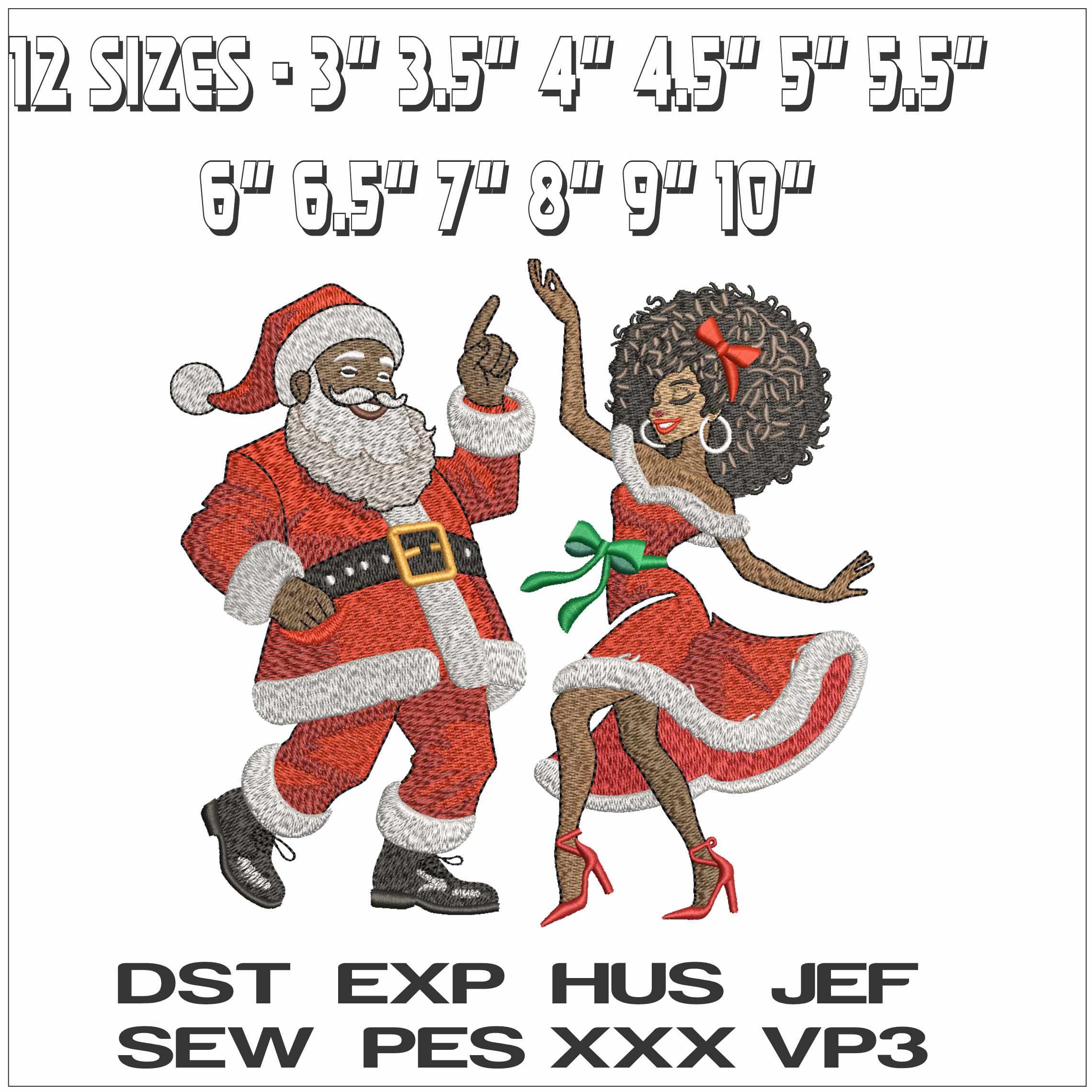 Black Santa and Lady Dancing - Elegant embroidery design file - instant download — view 2