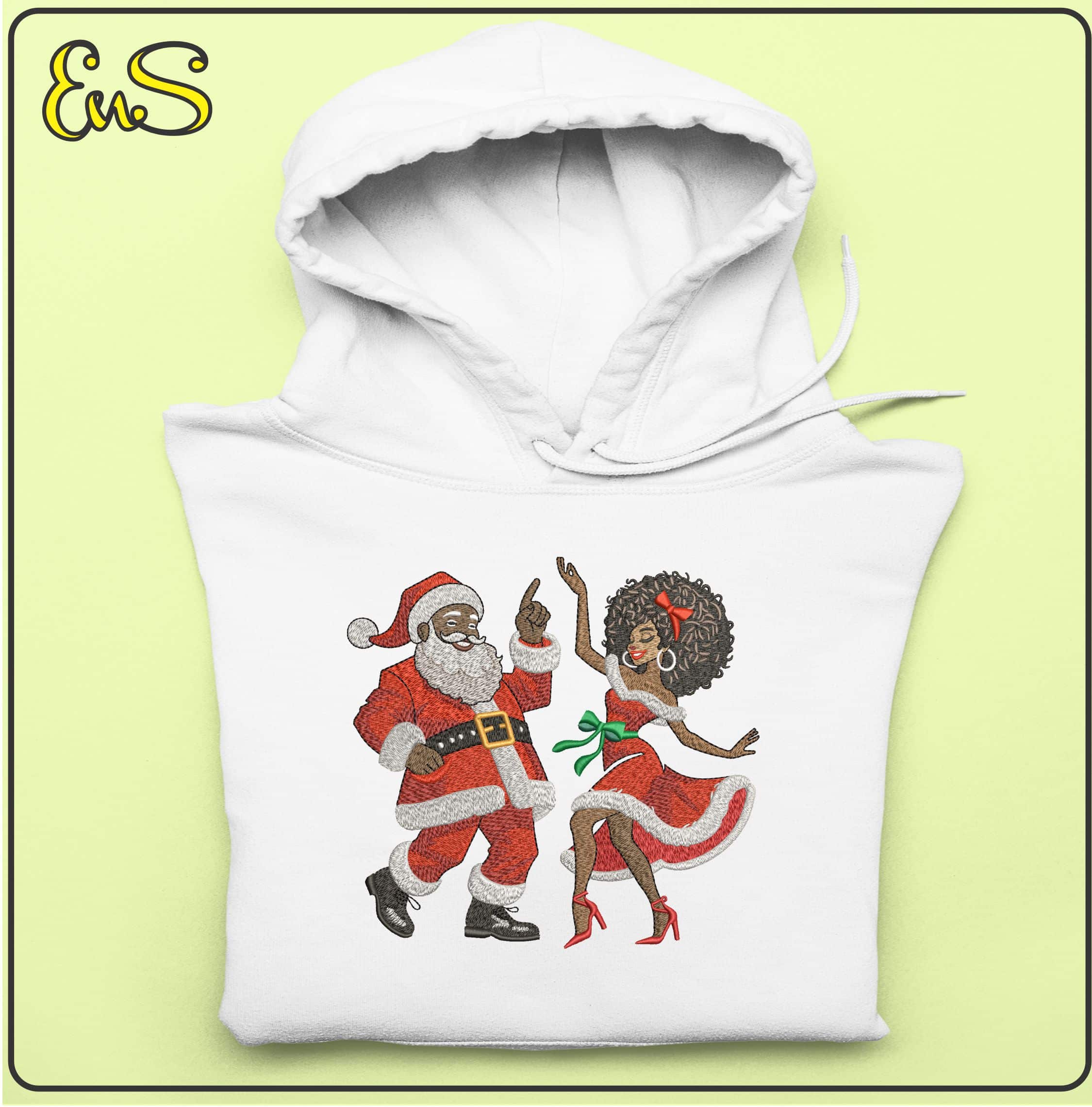 Black Santa and Lady Dancing - Elegant embroidery design file - instant download — view 3