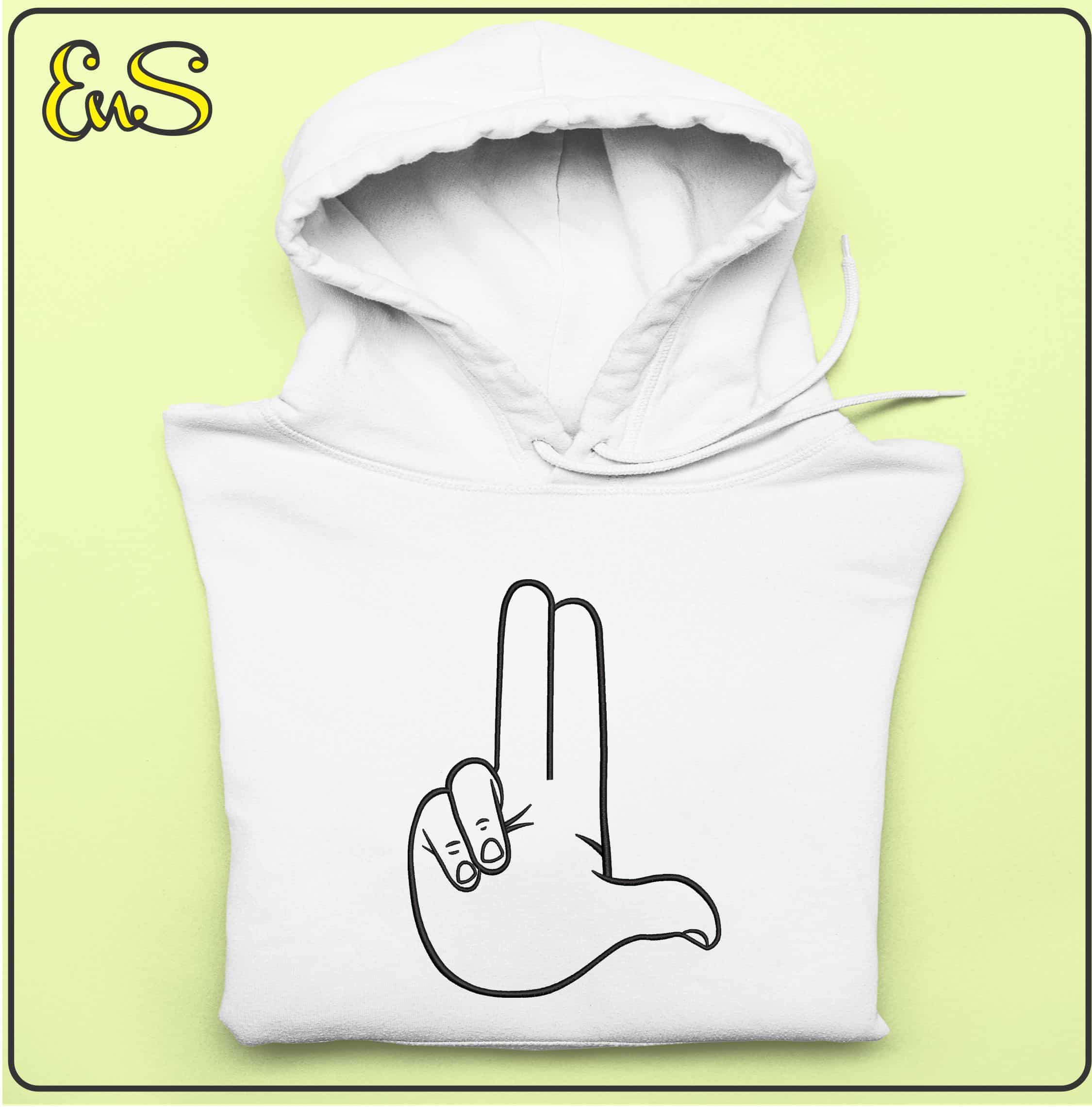 2 Finger L - Elegant embroidery design file - instant download — view 3