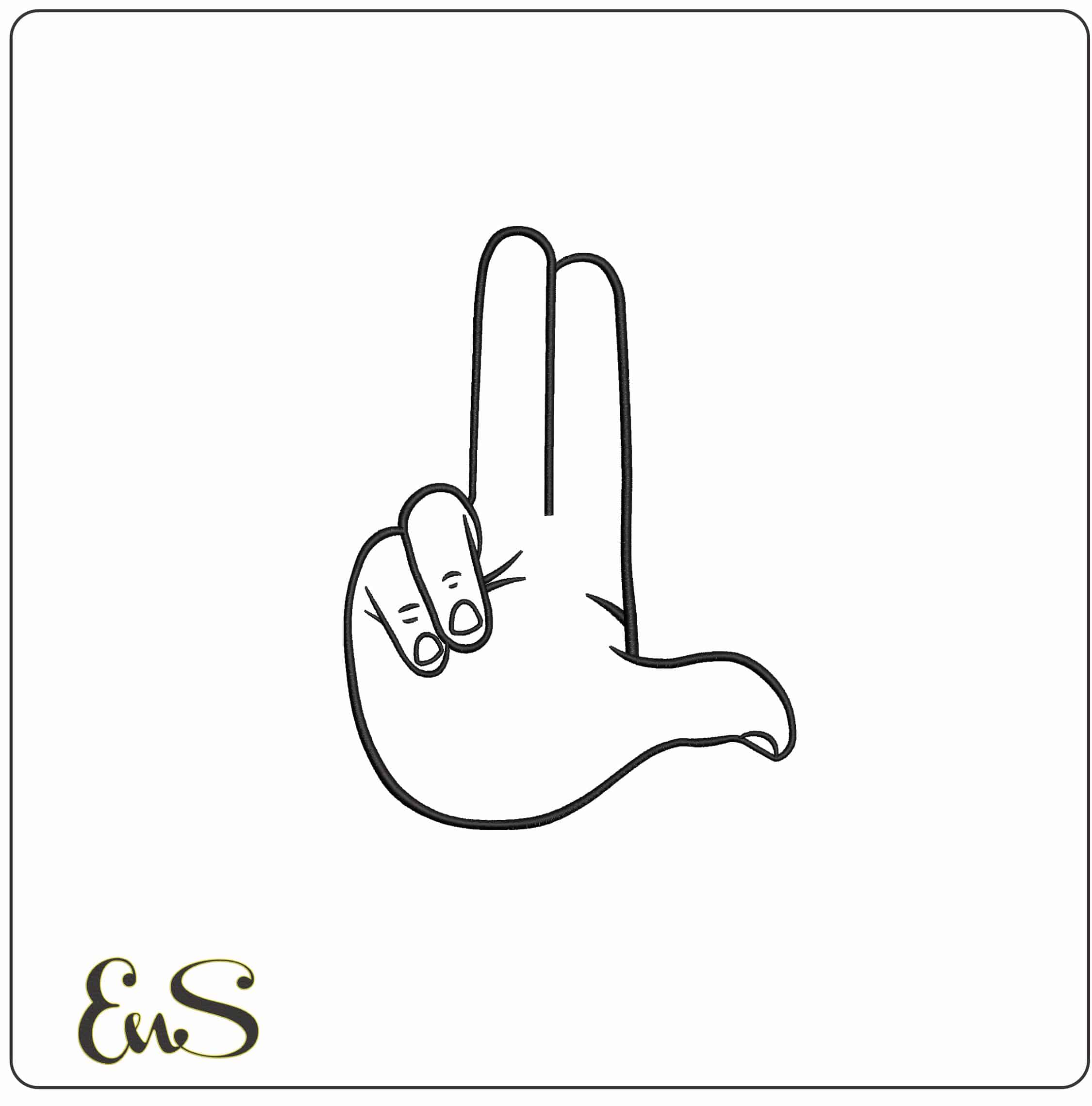 2 Finger L - Elegant embroidery design file - instant download