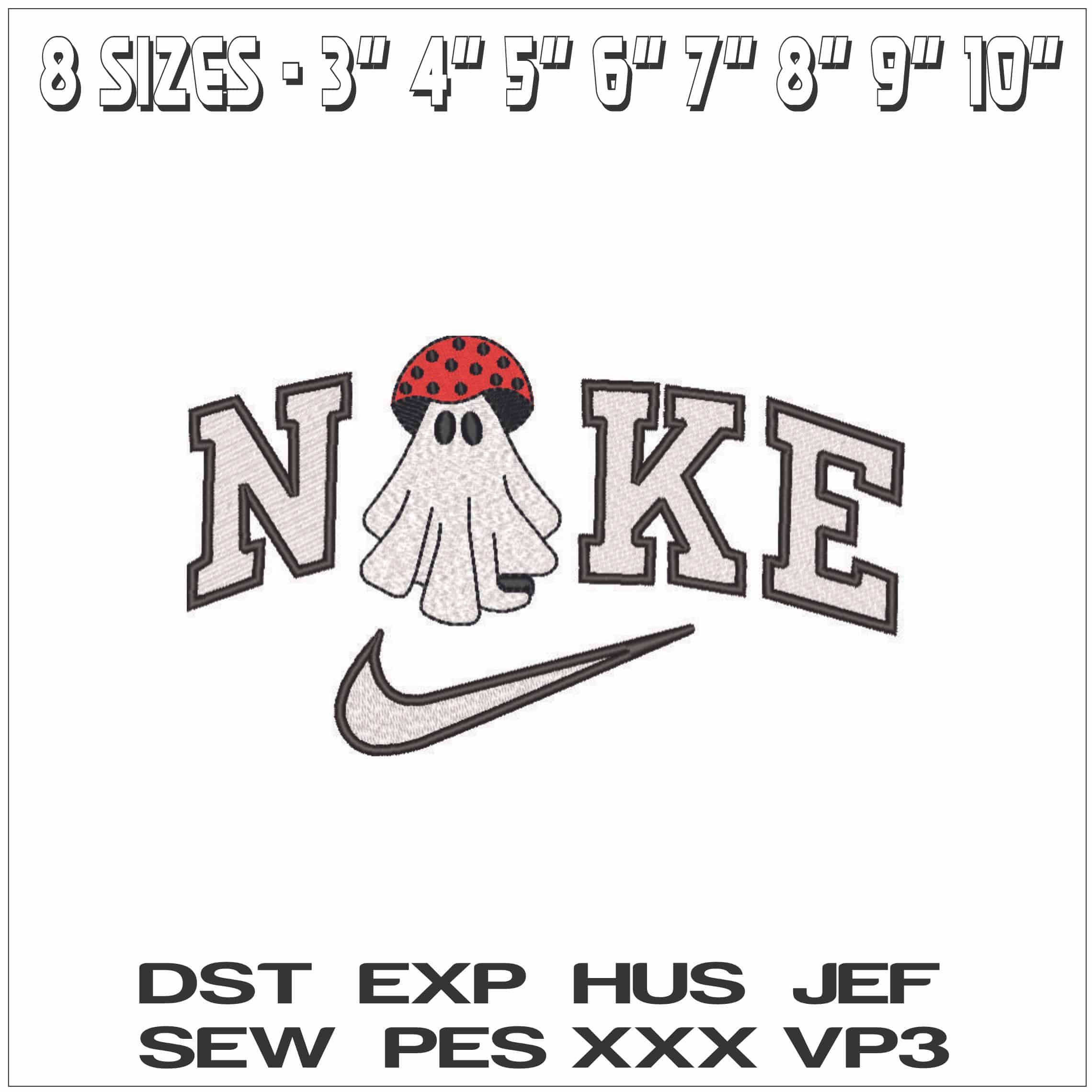 Nike Boo Ghosts as Lady Bug Mushroom - Elegant embroidery design file - instant download — view 2