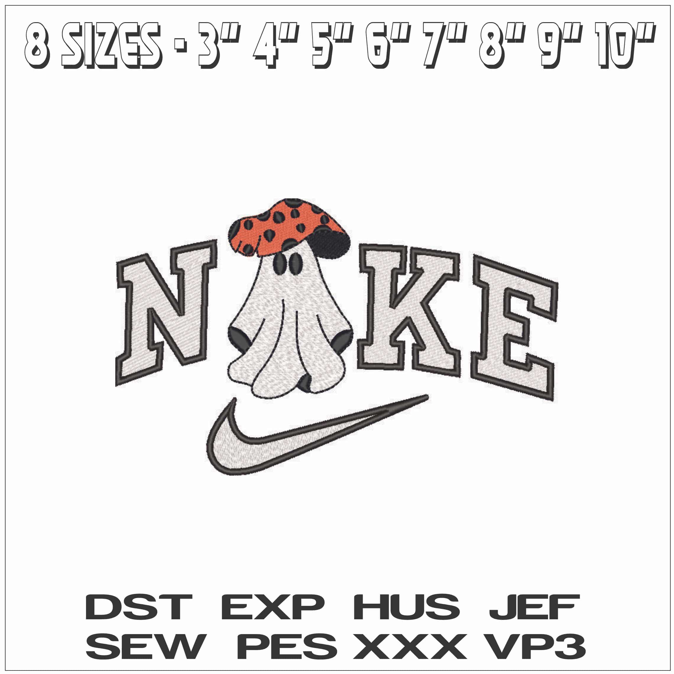 Nike Boo Ghosts as Orange Spots Mushroom - Elegant embroidery design file - instant download — view 2