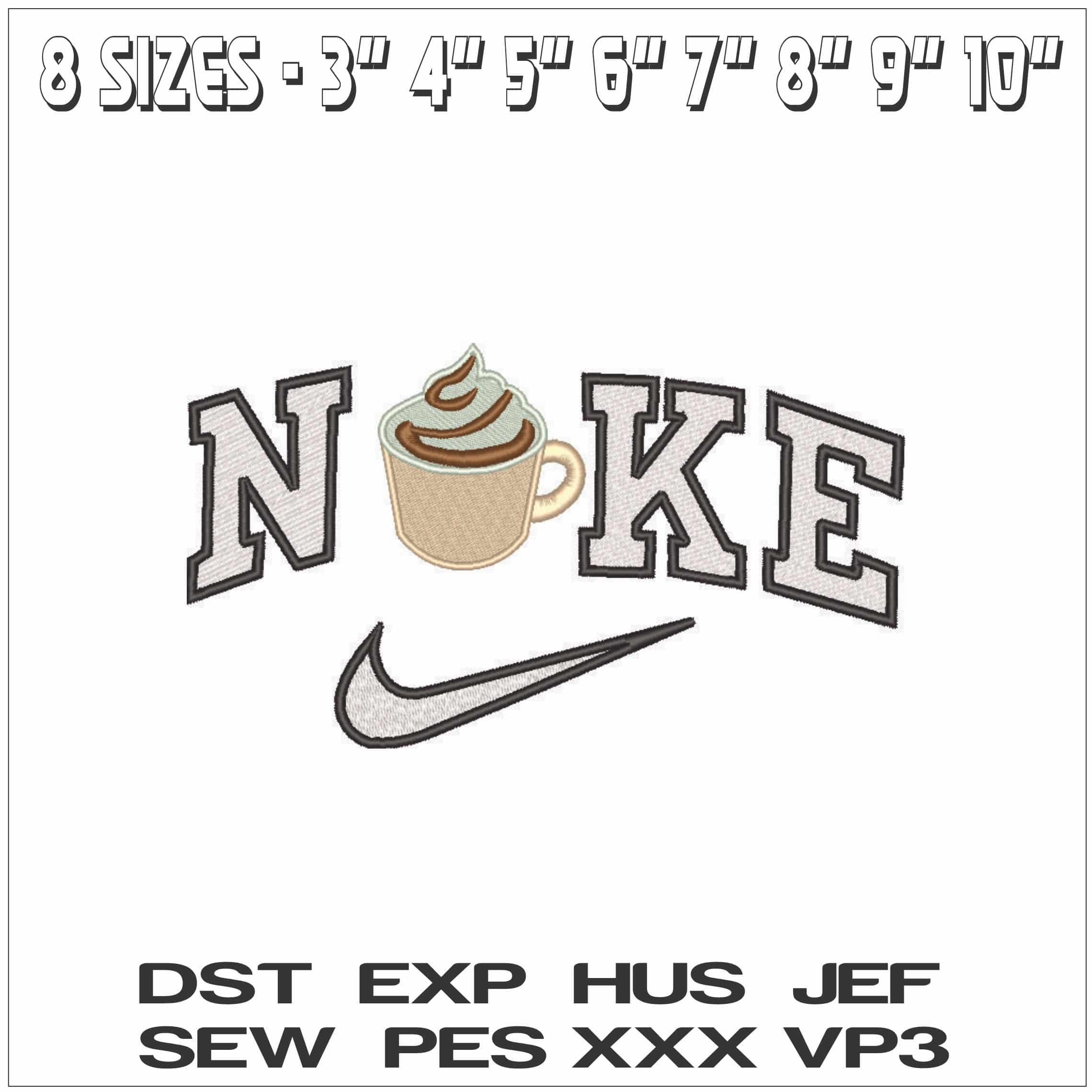 Nike Cappicino - Elegant embroidery design file - instant download — view 2