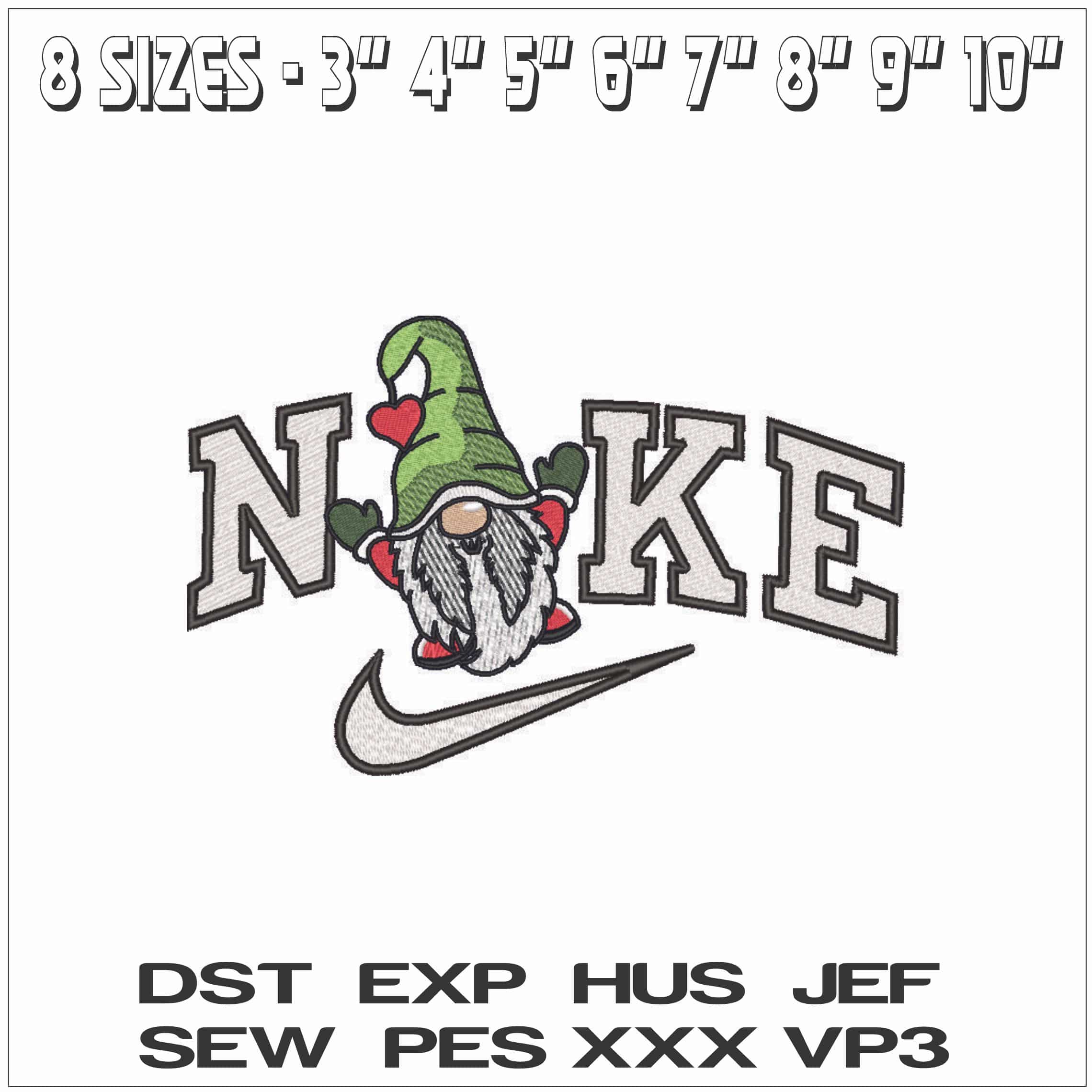 Nike Christmas Gnome - Elegant embroidery design file - instant download — view 2