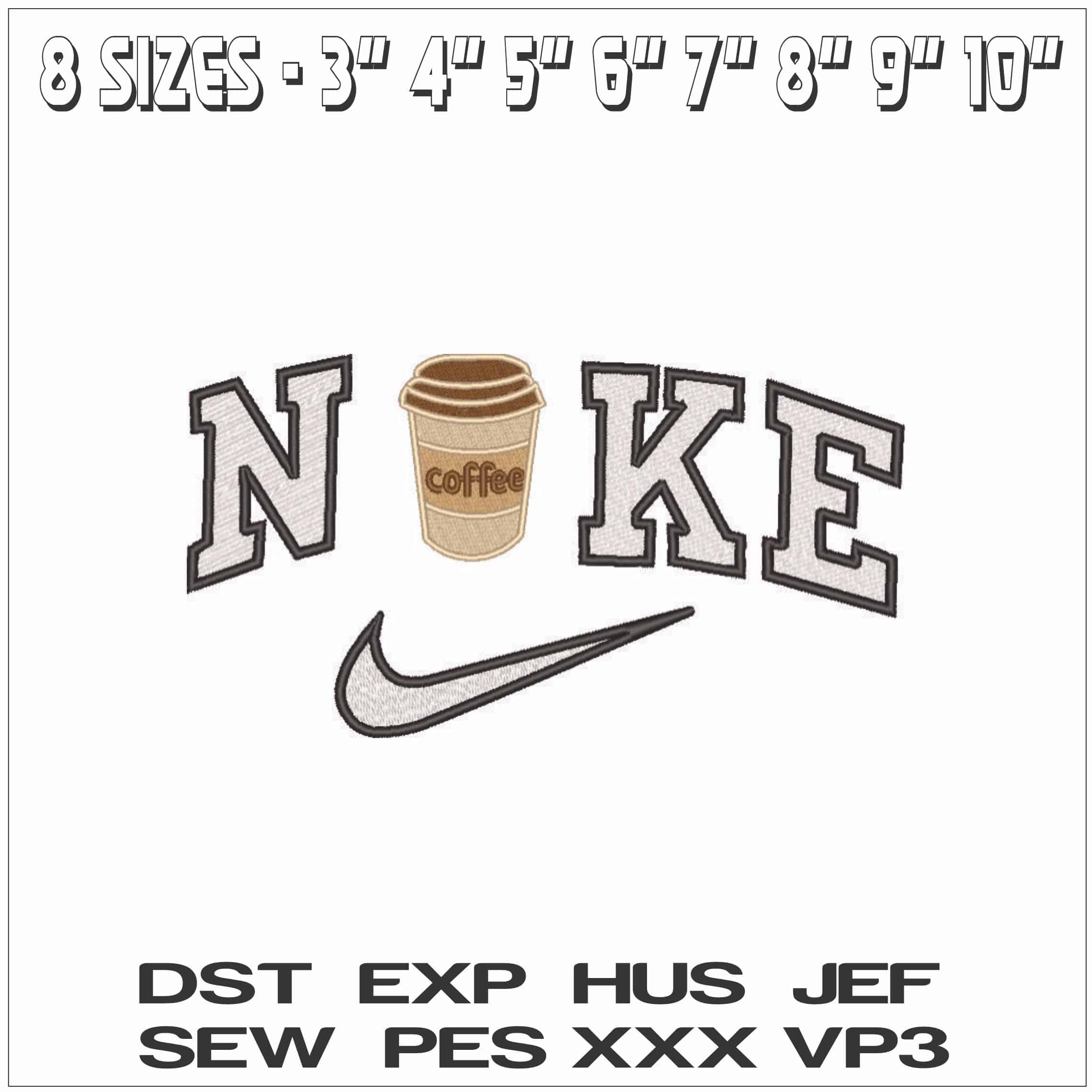 Nike Coffee - Elegant embroidery design file - instant download — view 2