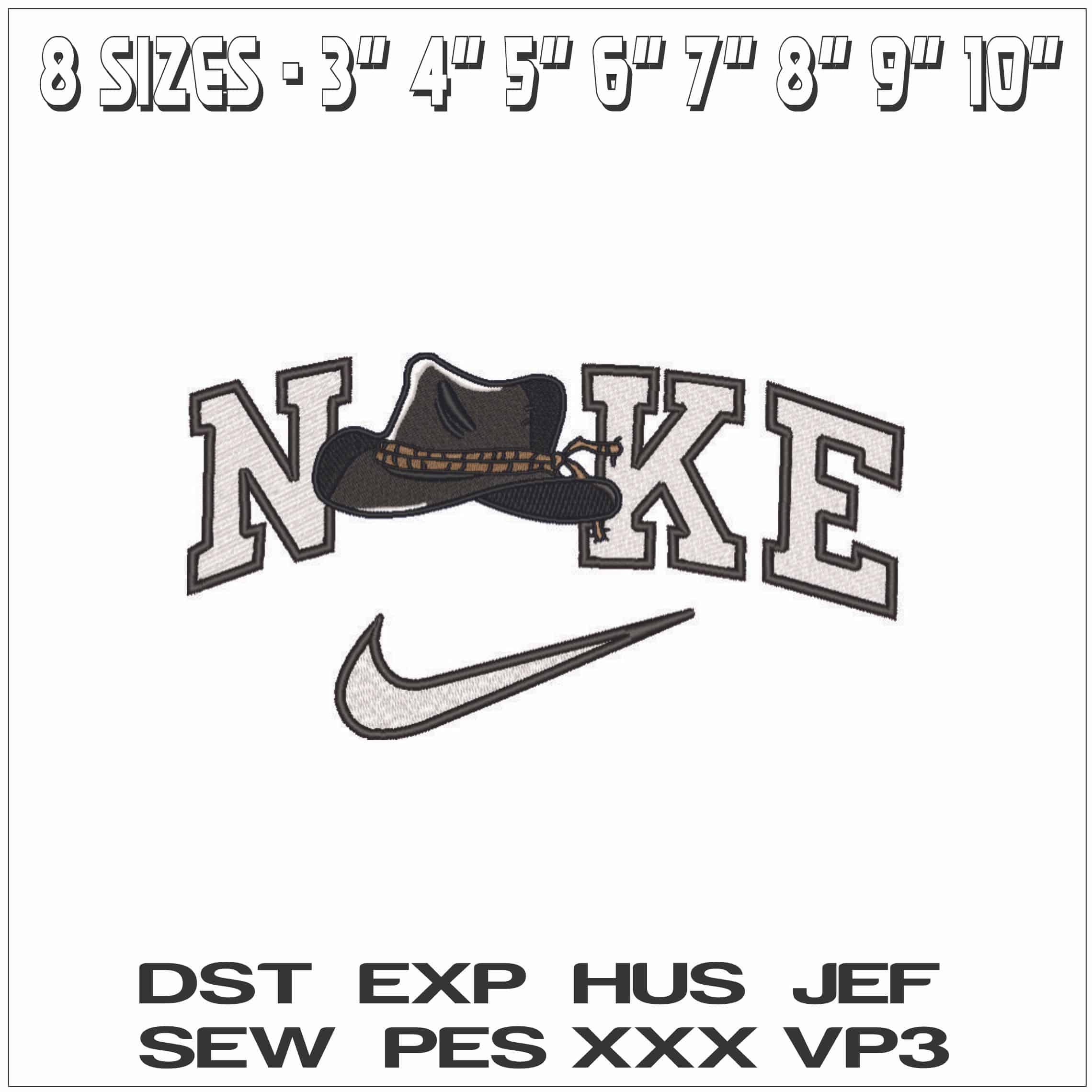Nike Cowboy Stetson Hat - Elegant embroidery design file - instant download — view 2