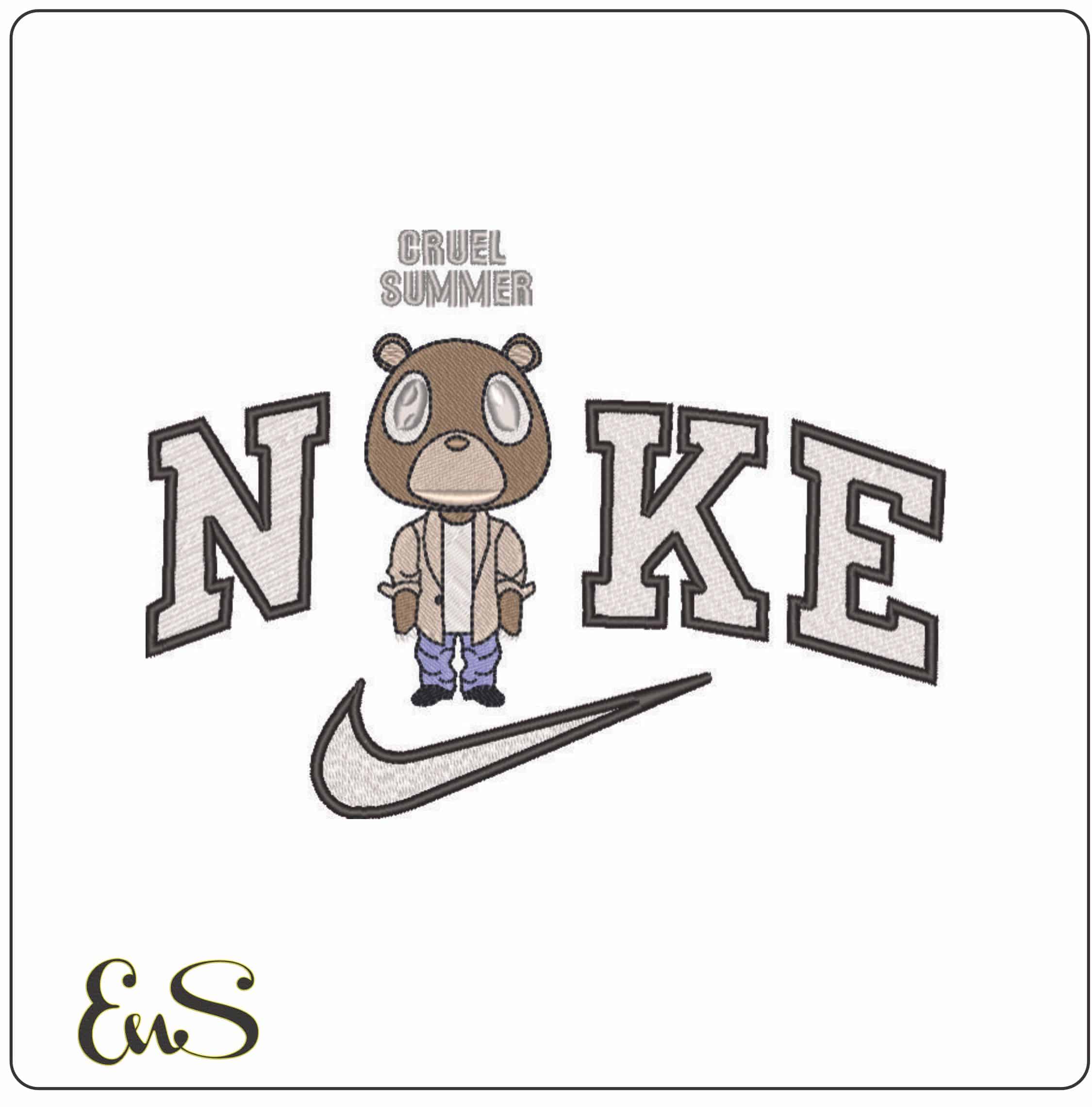 Nike Cruel Summer Kanye West Yeeze Designs - Elegant embroidery design file - instant download