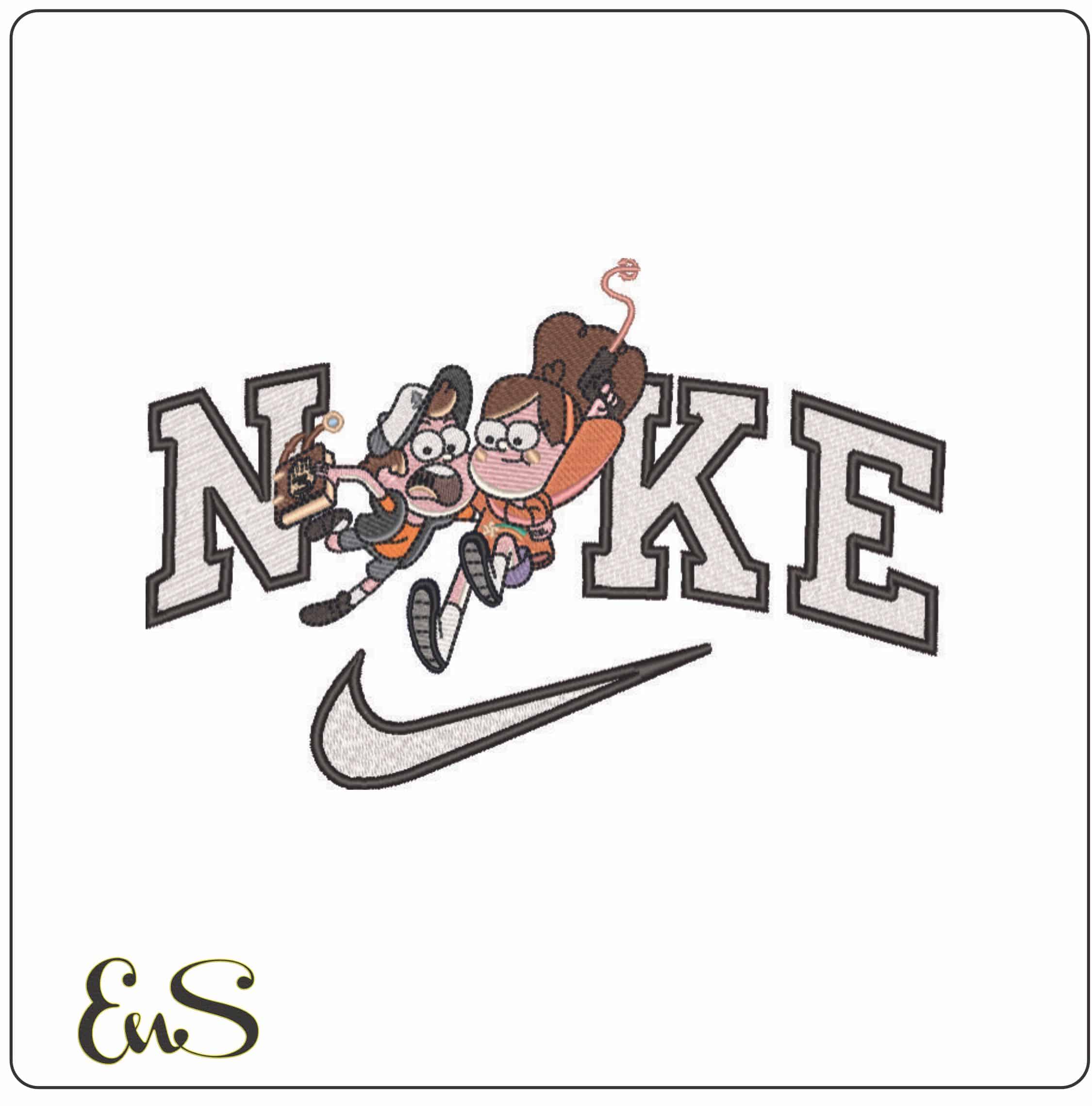 Nike Dipper and Mabel Pines Gravity Falls Disney - Elegant embroidery design file - instant download
