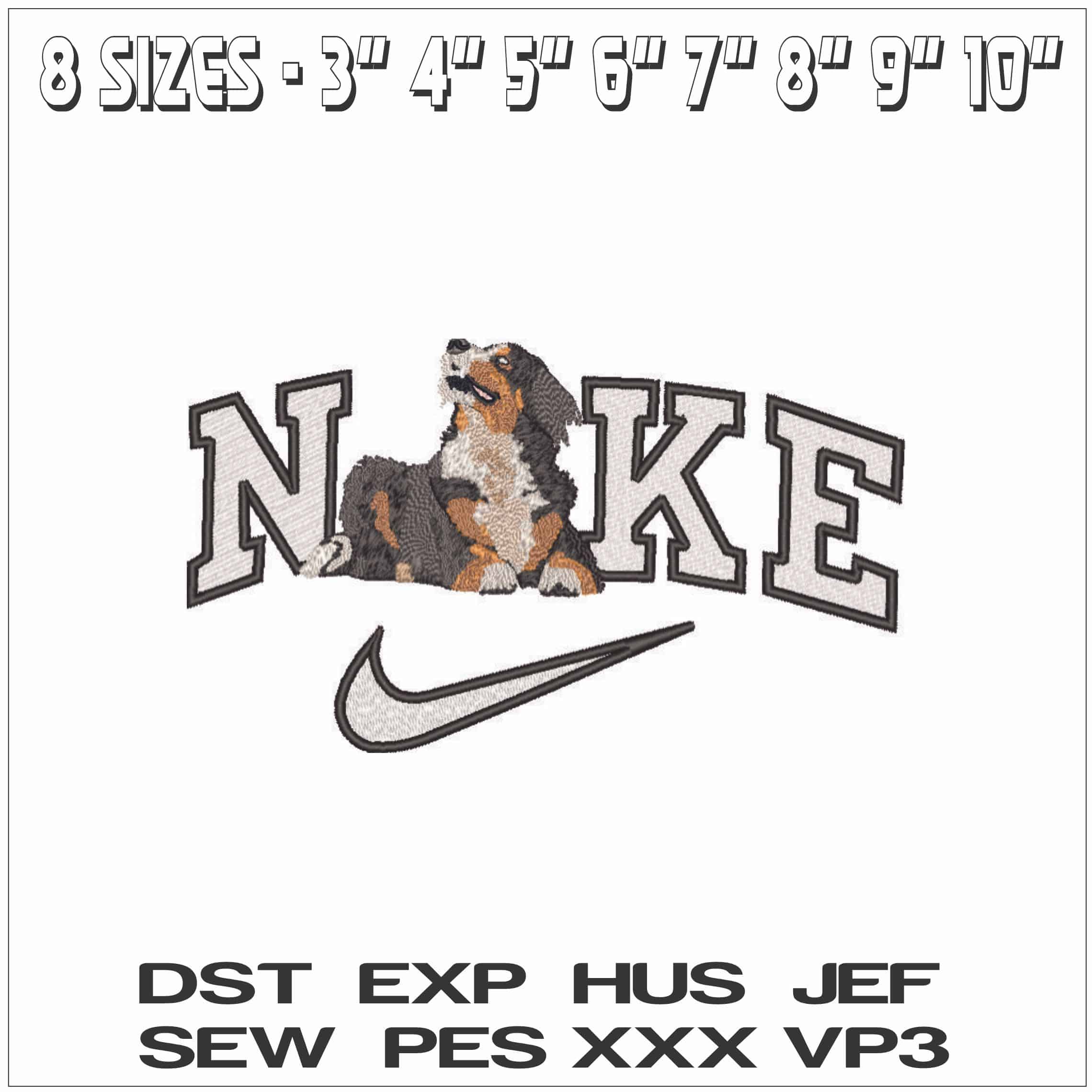 Nike Dog Happy - Elegant embroidery design file - instant download — view 2