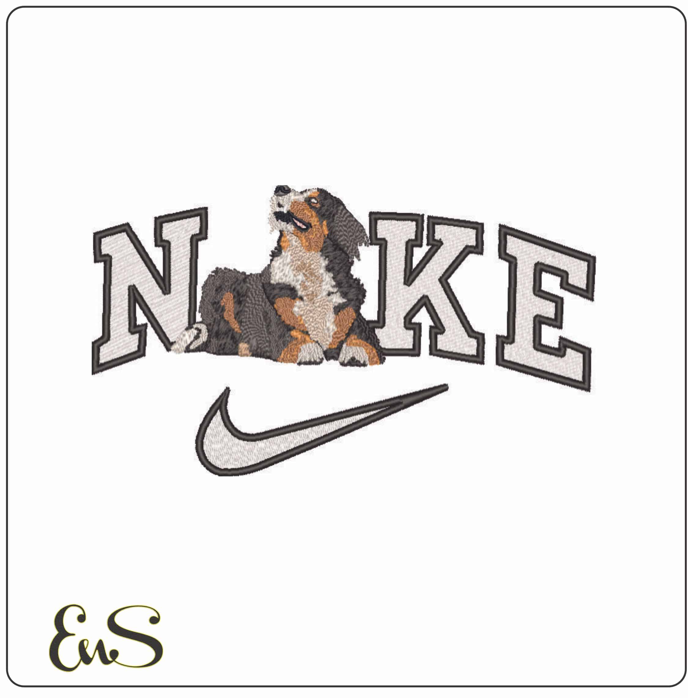 Nike Dog Happy - Elegant embroidery design file - instant download