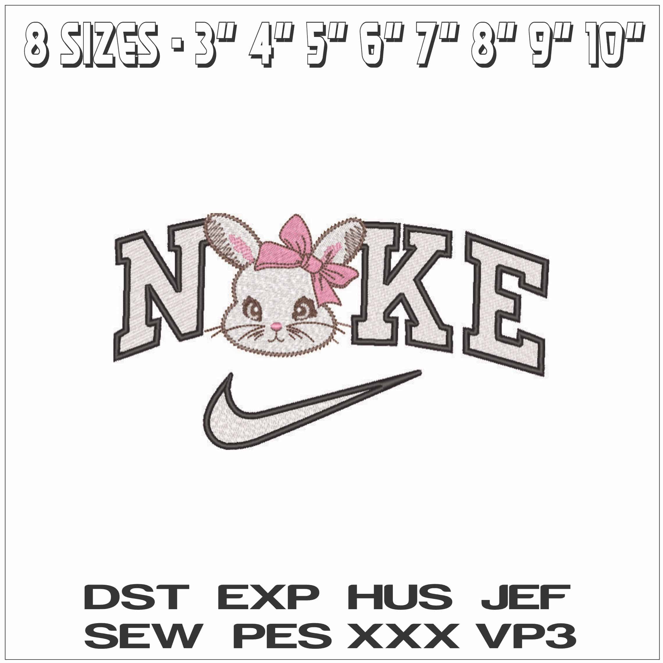 Nike Easter Bunny - Elegant embroidery design file - instant download — view 2