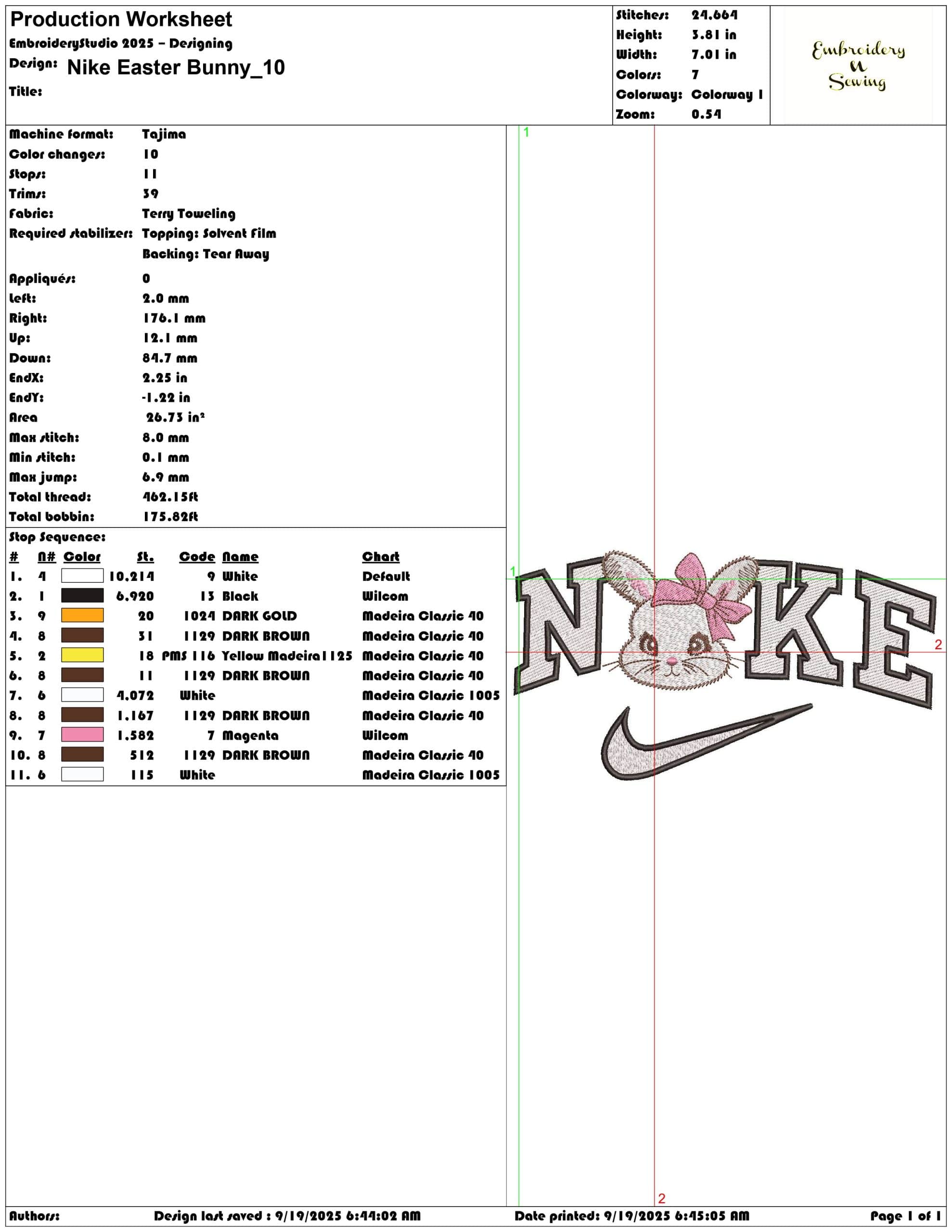 Nike Easter Bunny - Elegant embroidery design file - instant download — view 3
