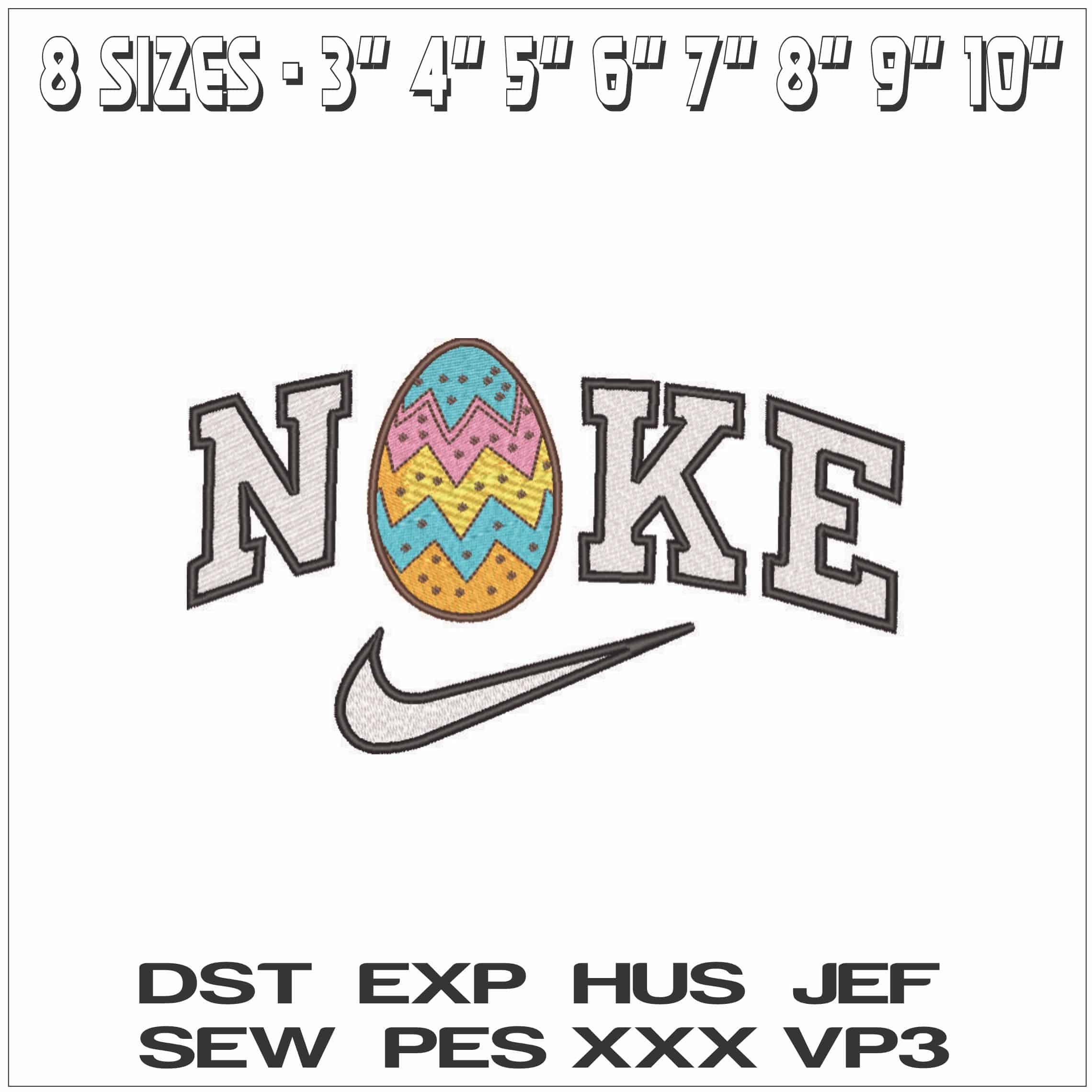 Nike Easter Egg - Elegant embroidery design file - instant download — view 2