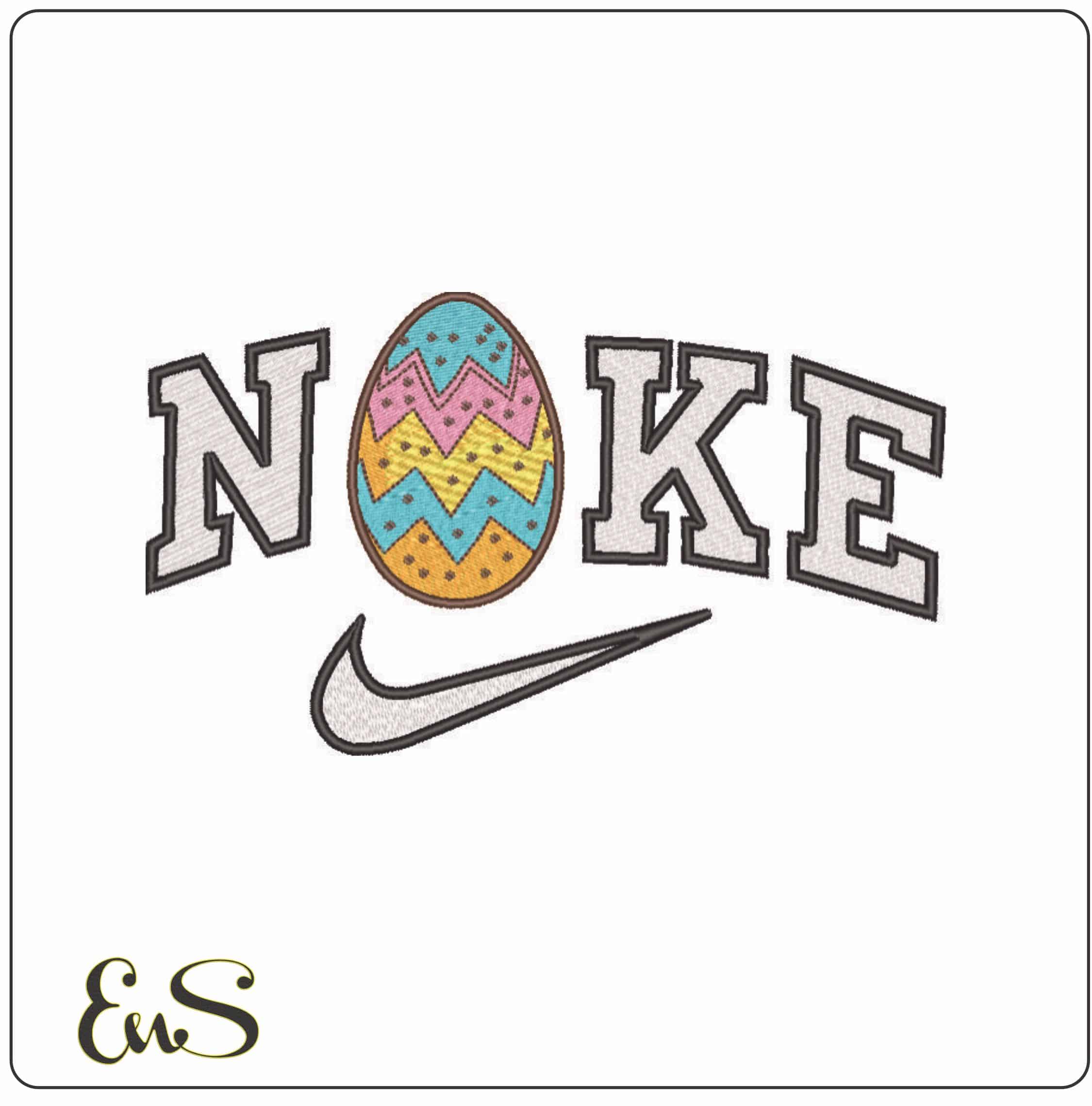 Nike Easter Egg - Elegant embroidery design file - instant download