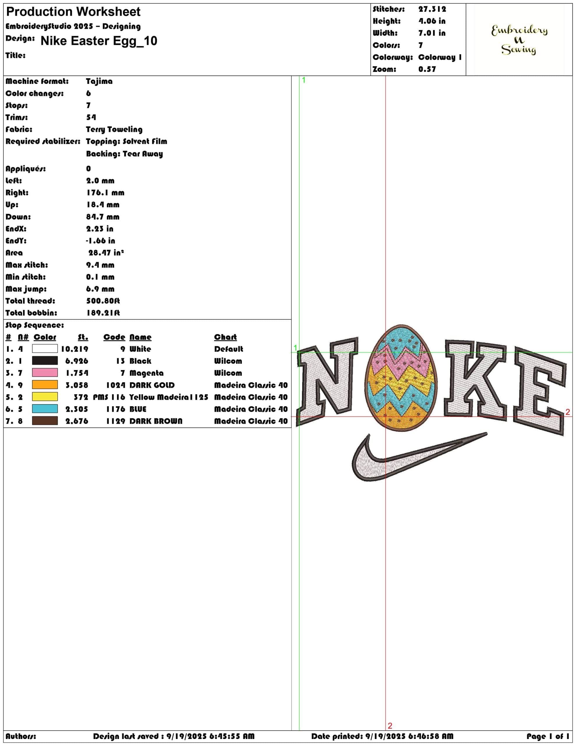 Nike Easter Egg - Elegant embroidery design file - instant download — view 3