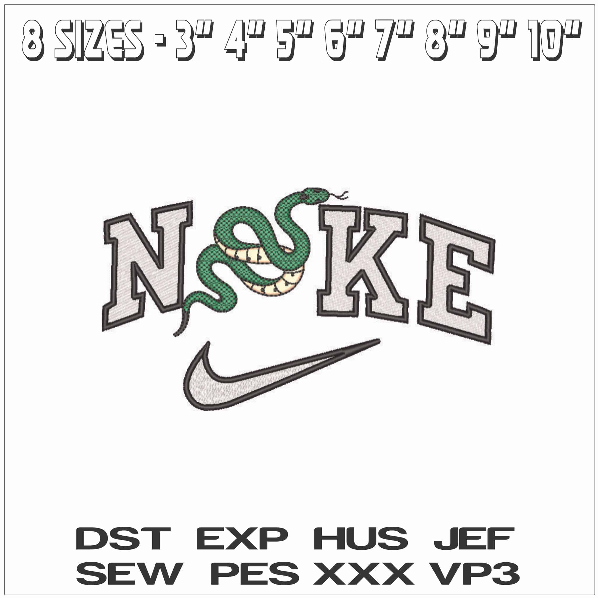 Nike Elegant Snake - Elegant embroidery design file - instant download — view 2