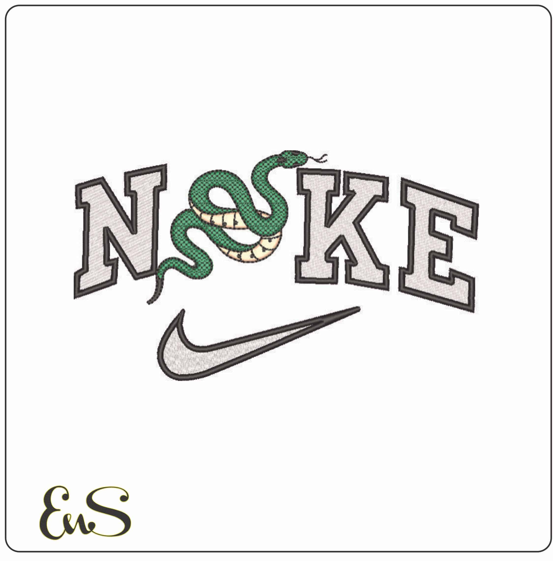 Nike Elegant Snake - Elegant embroidery design file - instant download
