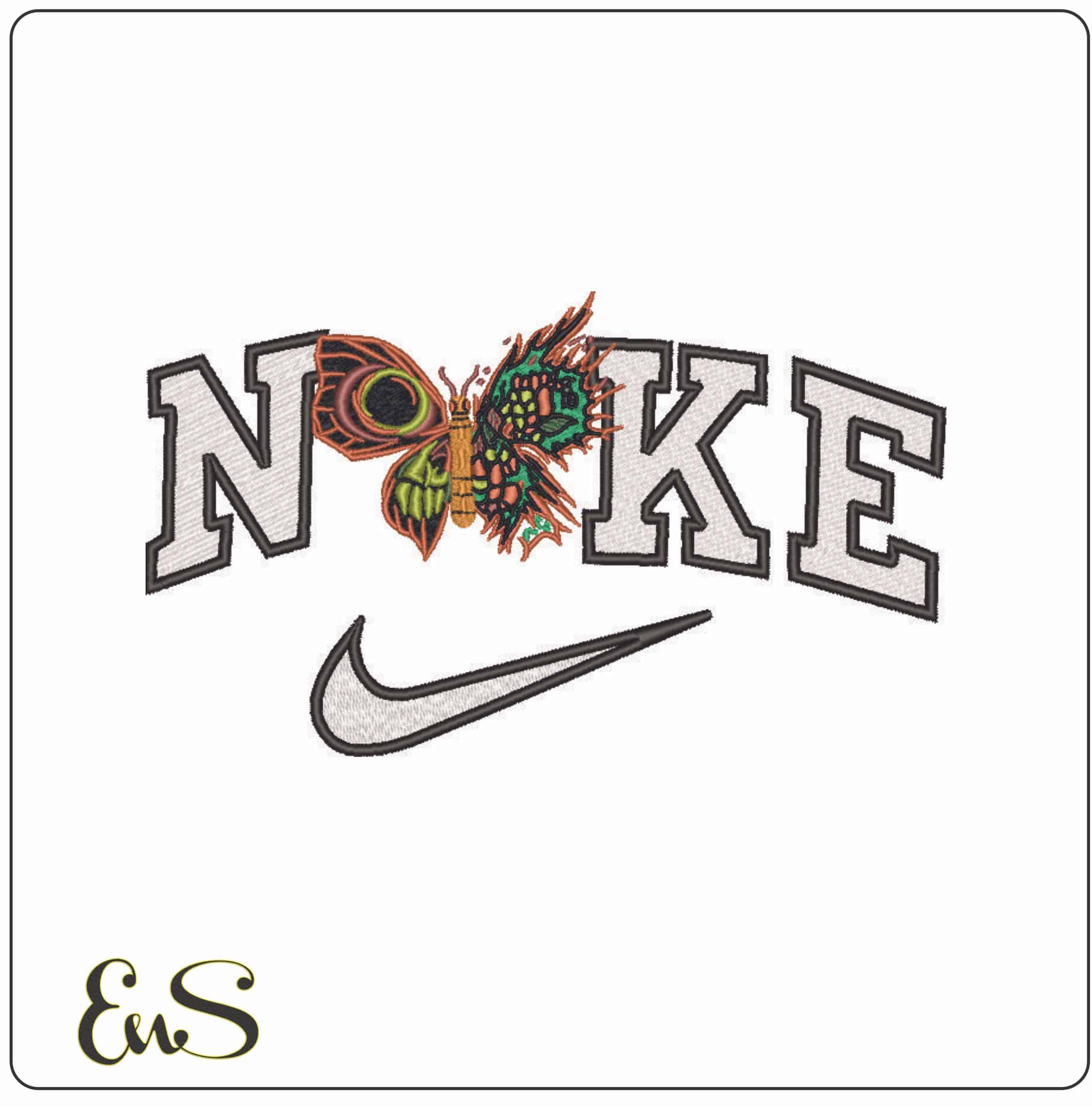 Nike Fire Butterfly - Elegant embroidery design file - instant download