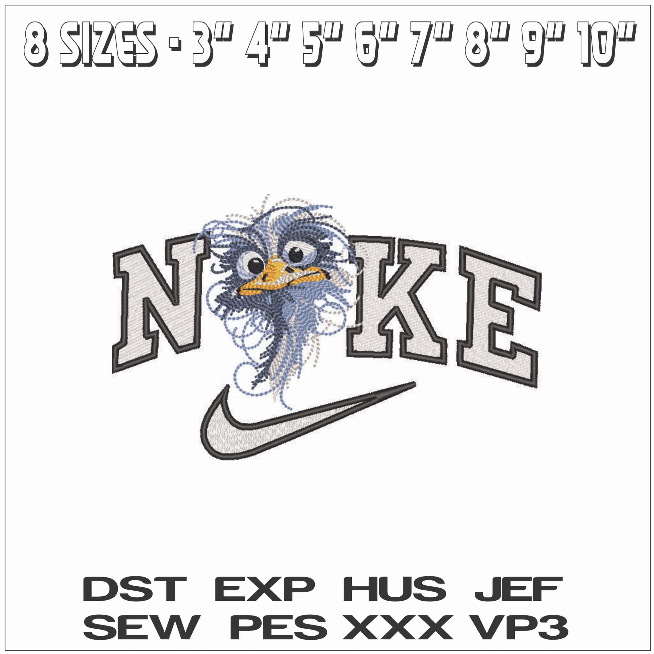 Nike Funny ostrich head - Elegant embroidery design file - instant download — view 2