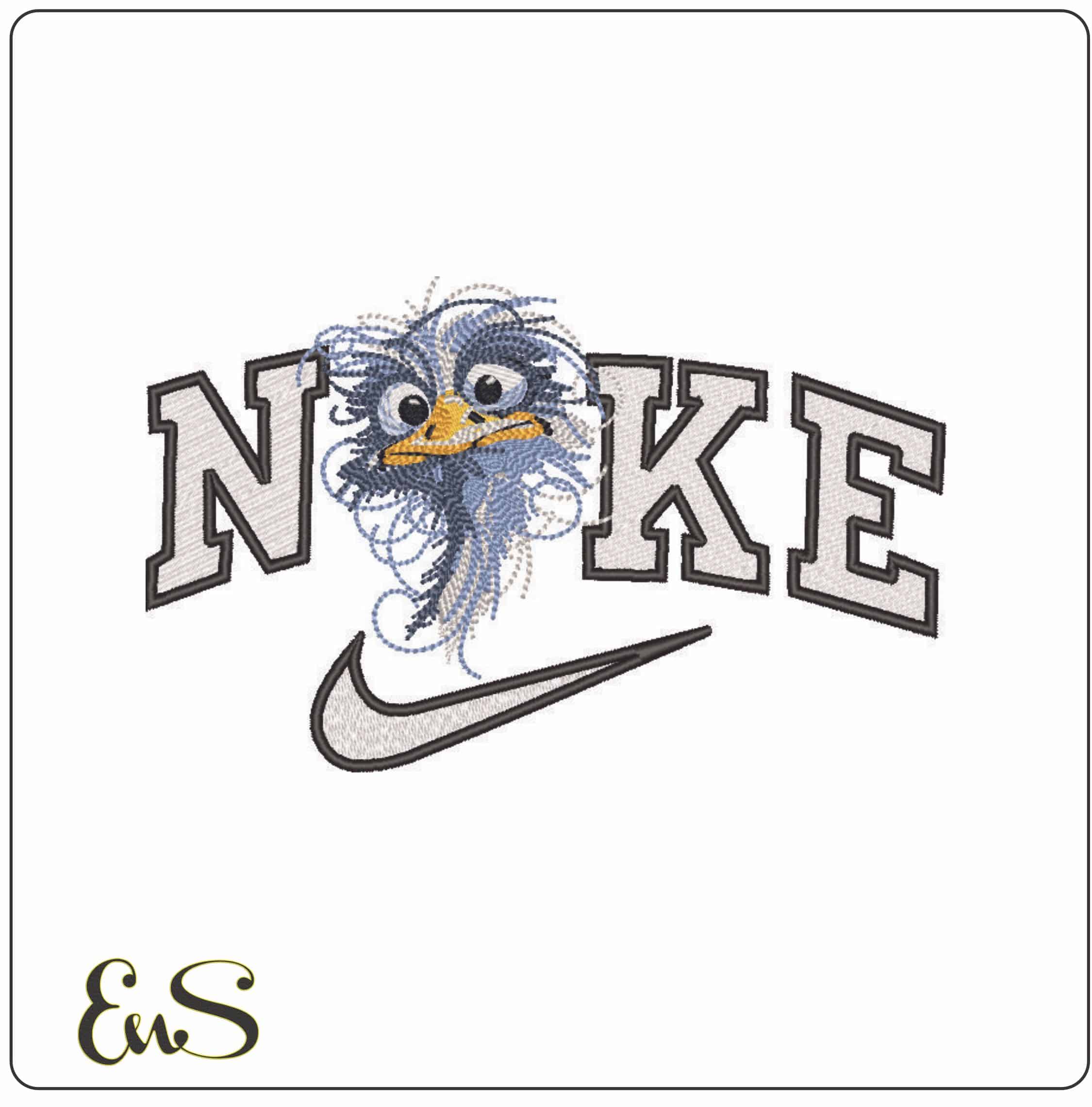 Nike Funny ostrich head - Elegant embroidery design file - instant download