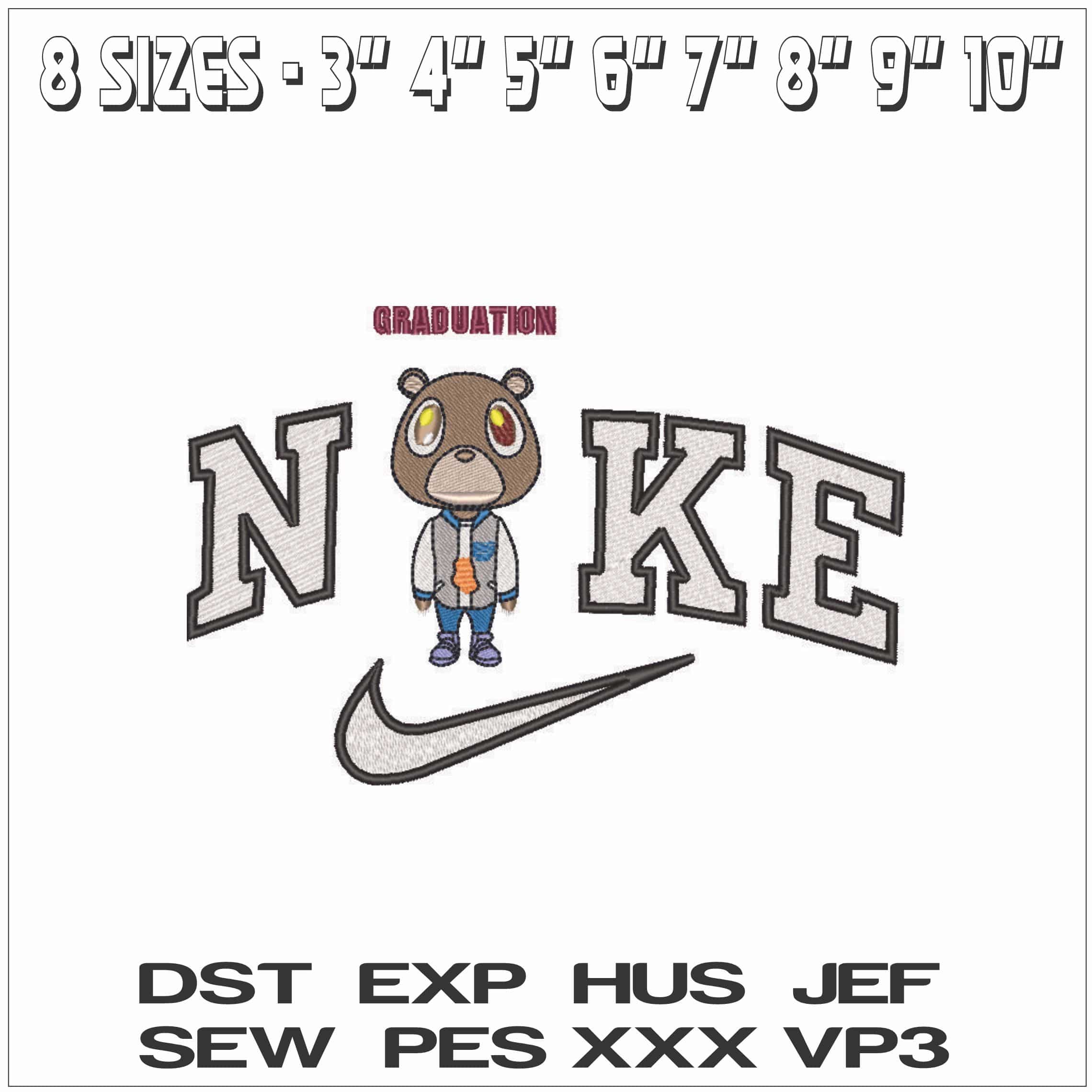 Nike Graduation Kanye West Yeeze Designs - Elegant embroidery design file - instant download — view 2