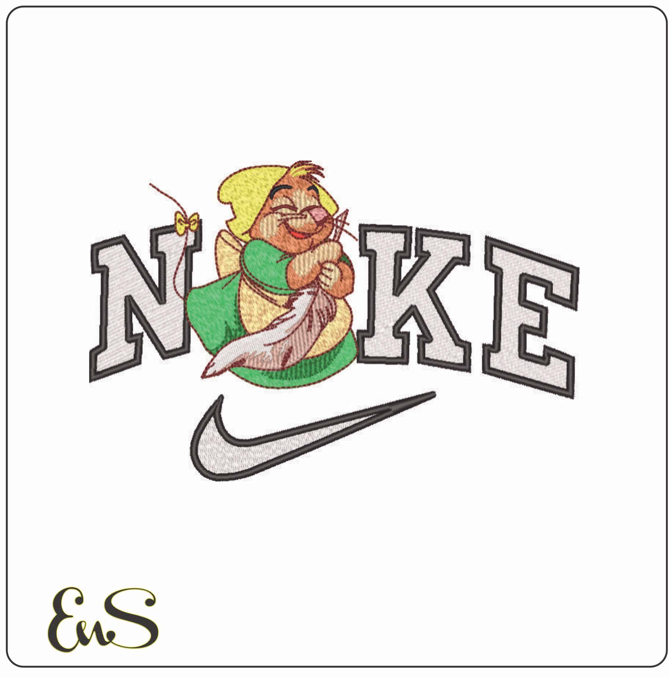 Nike Gus Gus Mouse Cinderella Disney - Elegant embroidery design file - instant download