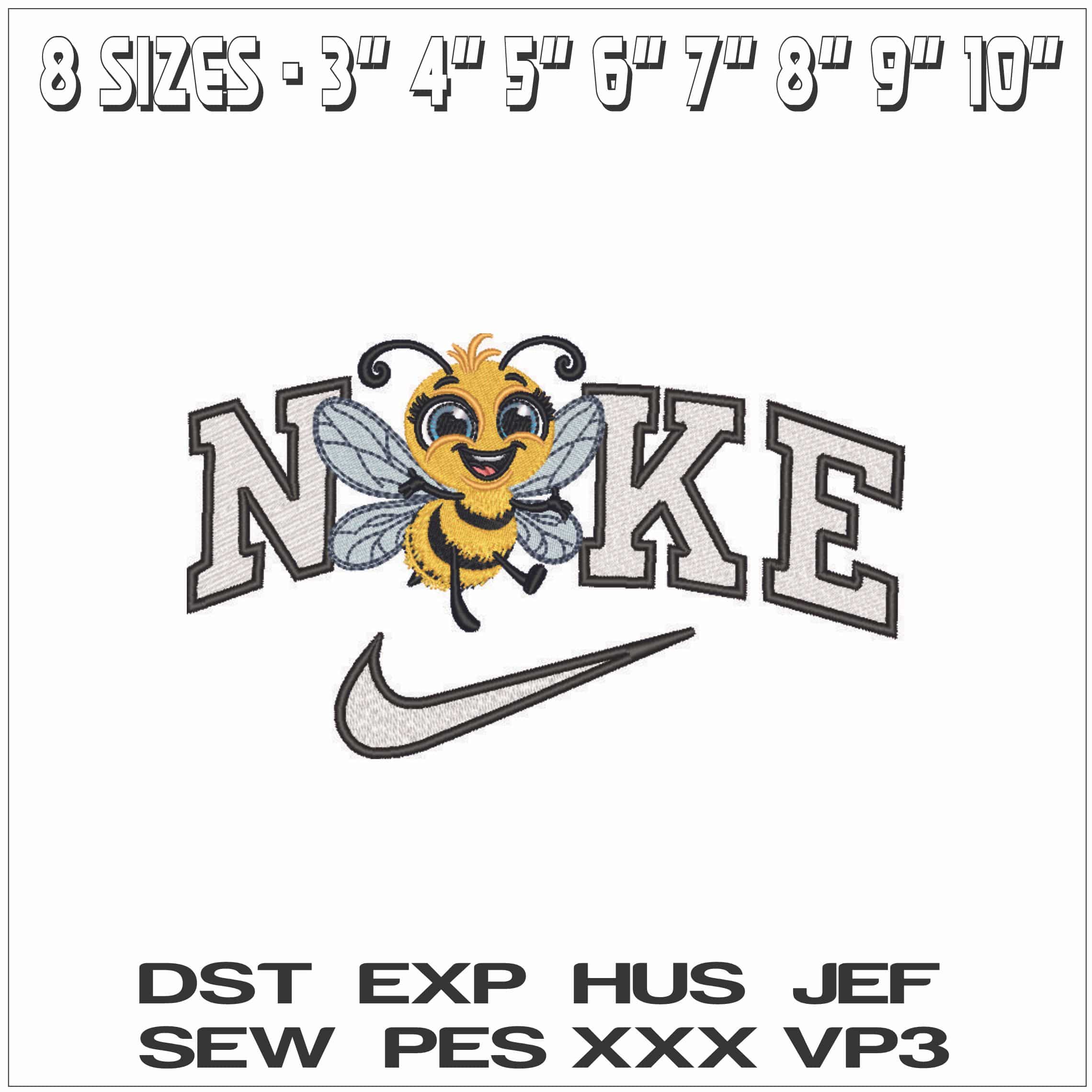 Nike Happy Honey Bee - Elegant embroidery design file - instant download — view 2