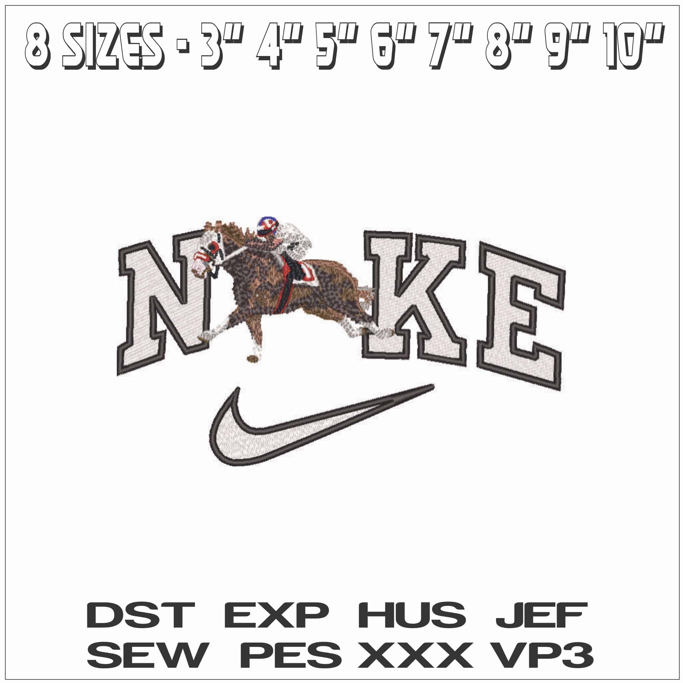Nike Horse Racing with Jockey - Elegant embroidery design file - instant download — view 2