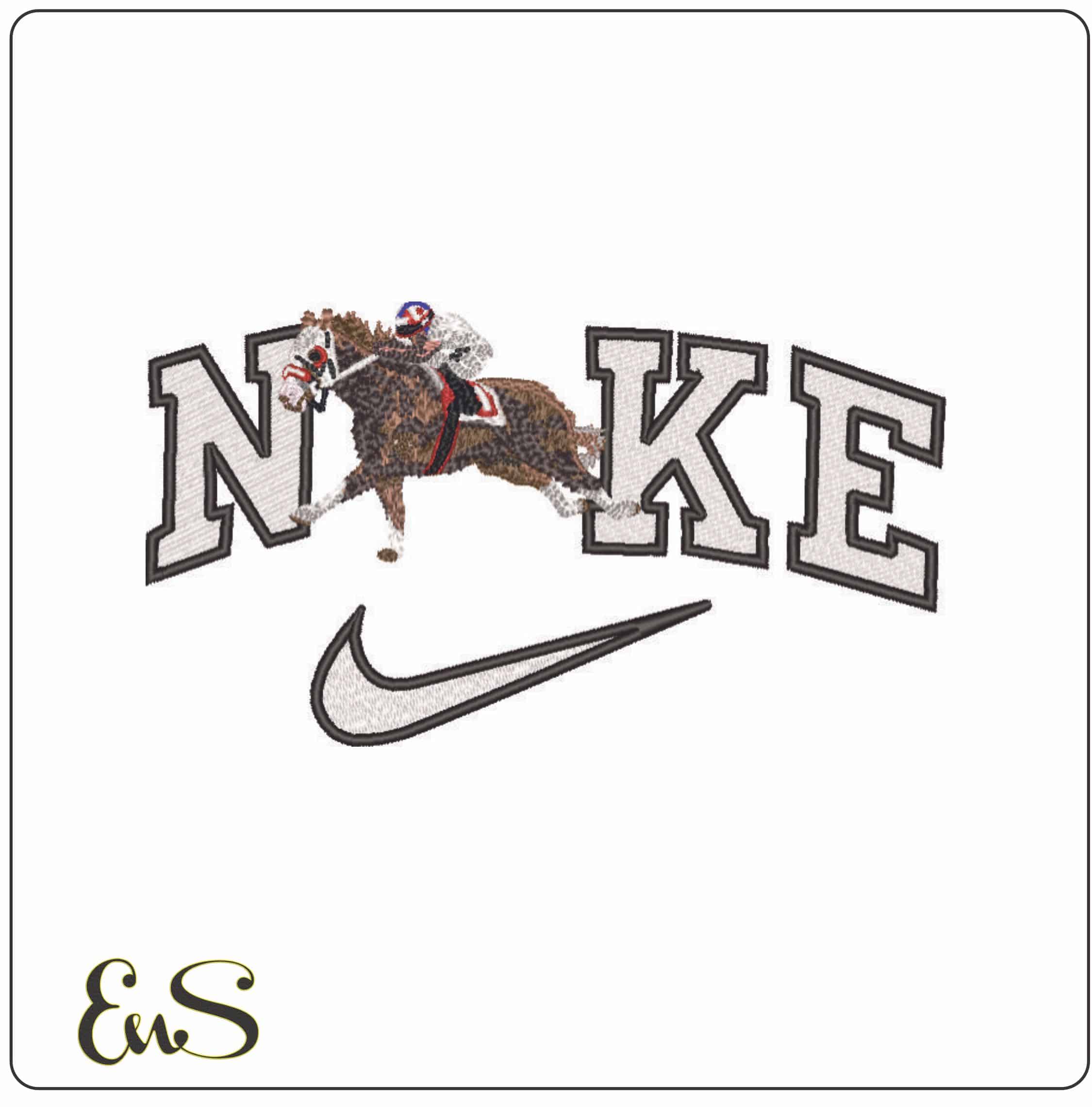Nike Horse Racing with Jockey - Elegant embroidery design file - instant download