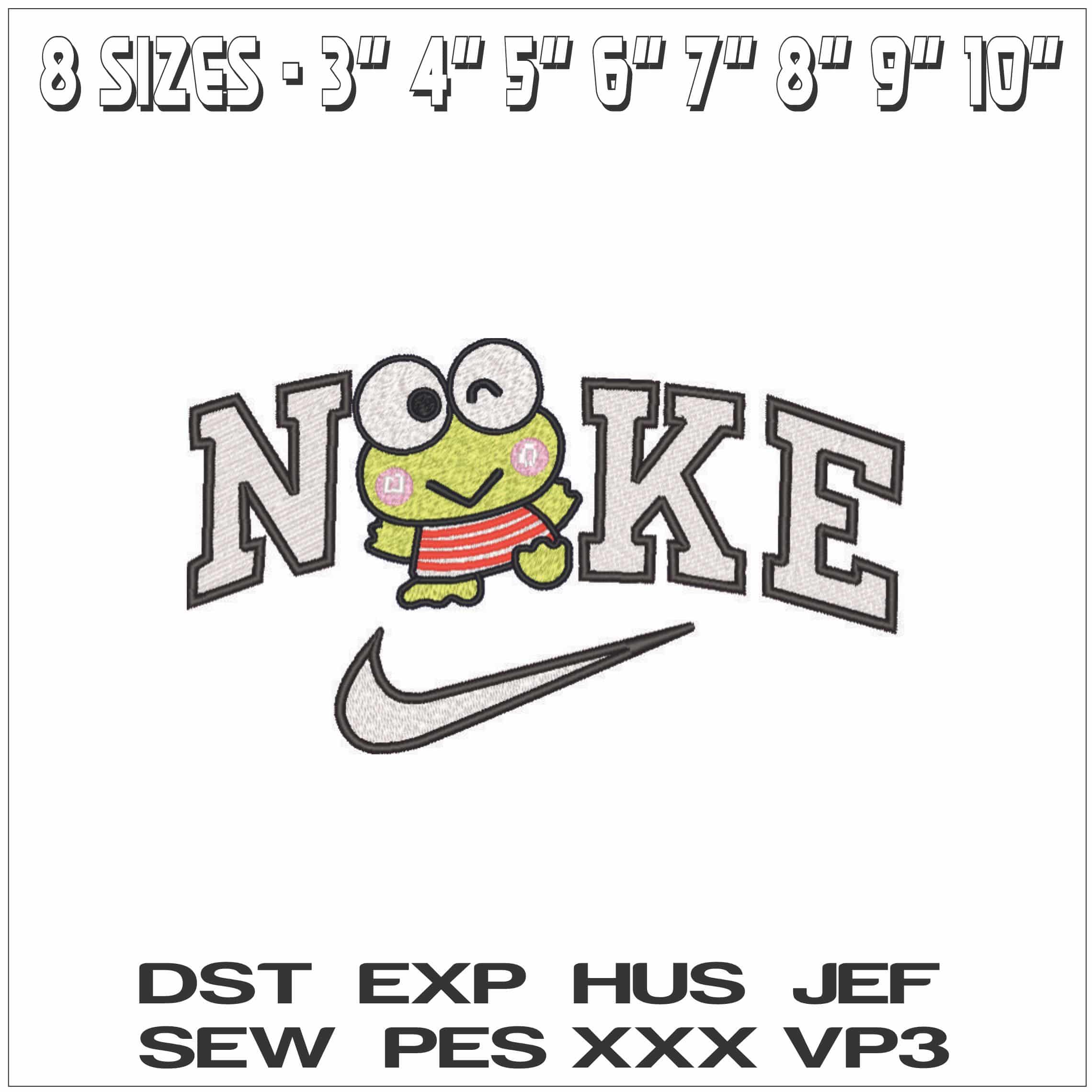 Nike Keroppi Wave Hello Kitty - Elegant embroidery design file - instant download — view 2