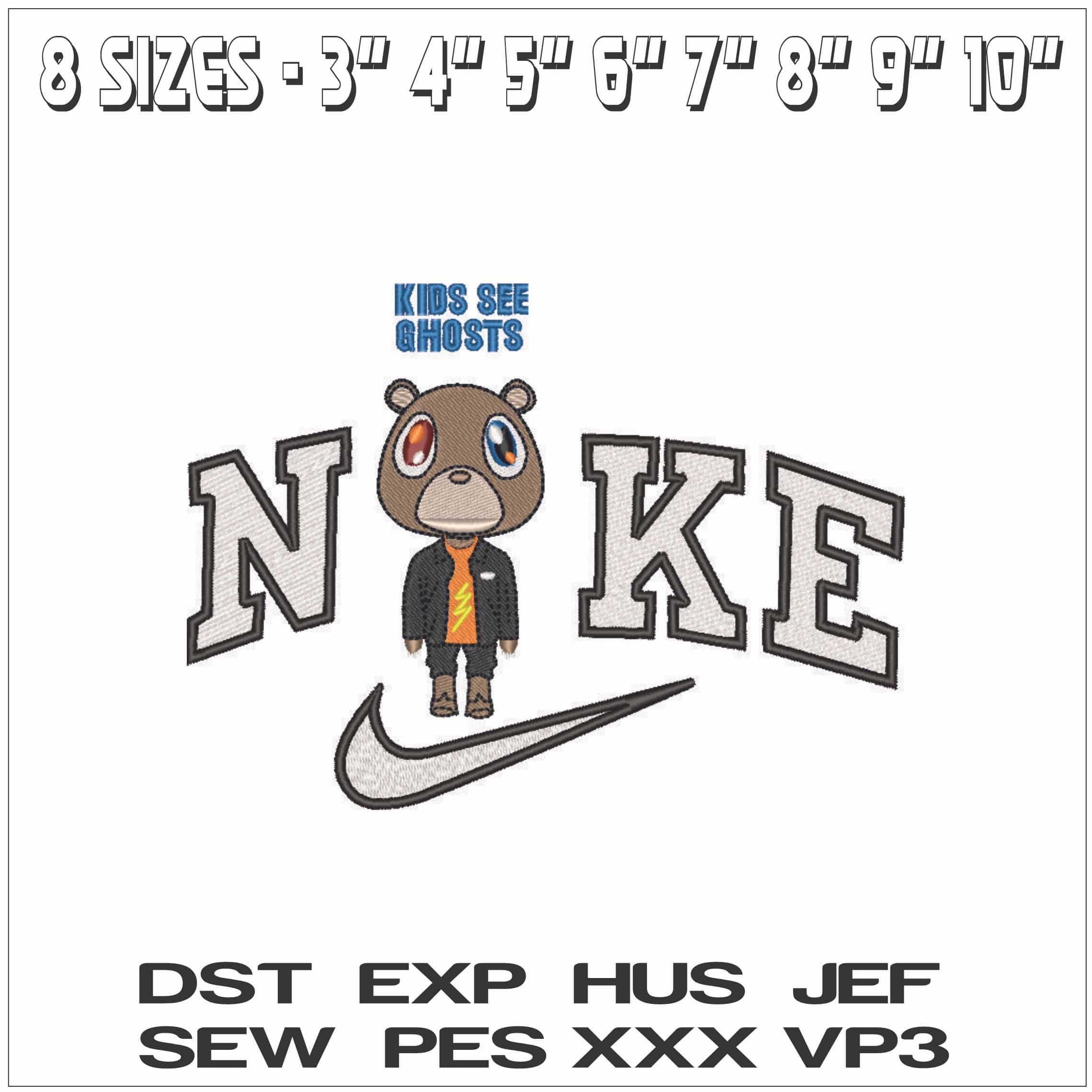 Nike Kids See Ghosts Kanye West Yeeze Designs - Elegant embroidery design file - instant download — view 2