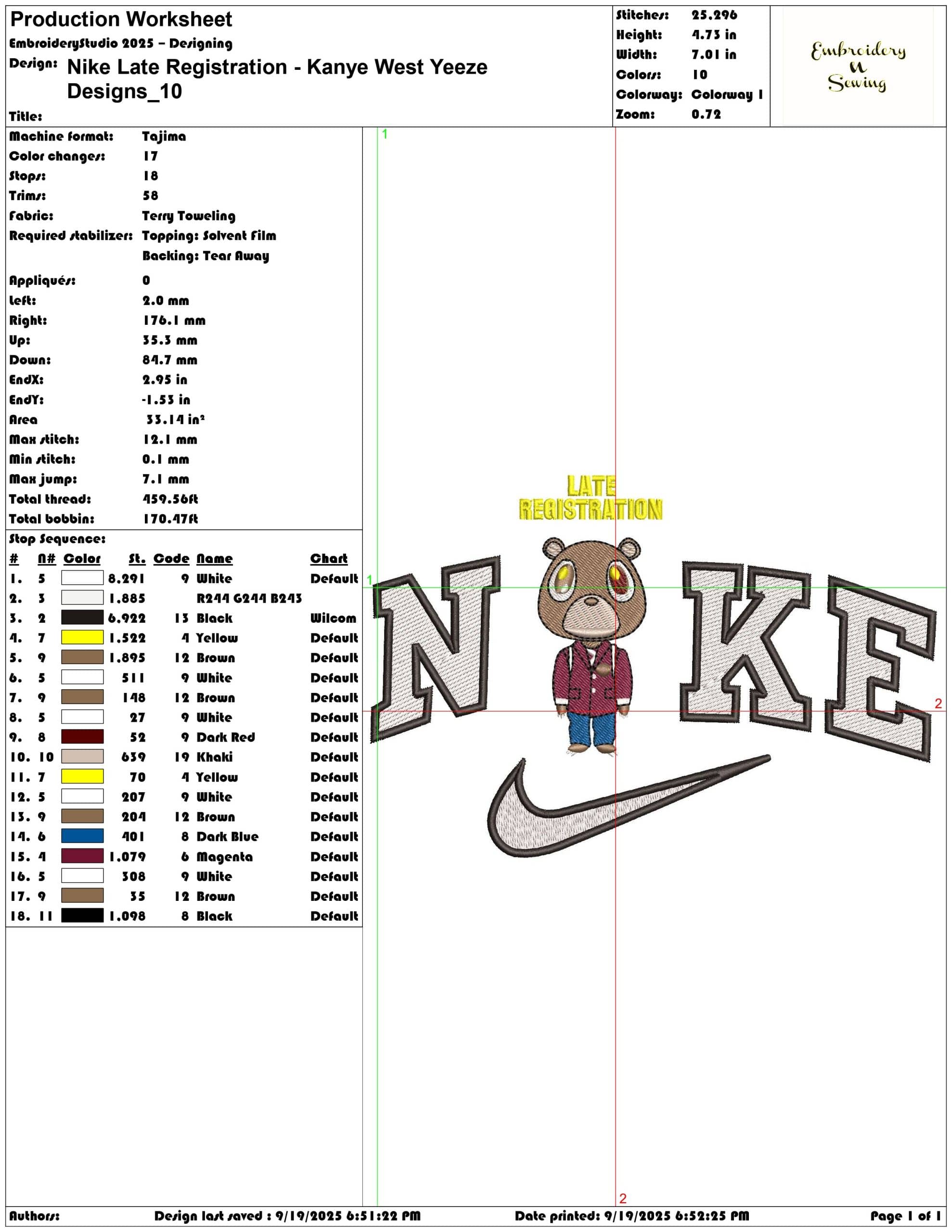 Nike Late Registration Kanye West Yeeze Designs - Elegant embroidery design file - instant download — view 3