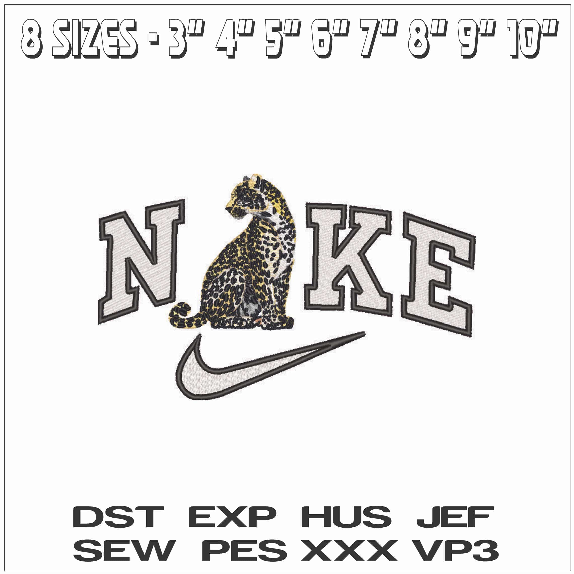 Nike Leopard Sitting - Elegant embroidery design file - instant download — view 2