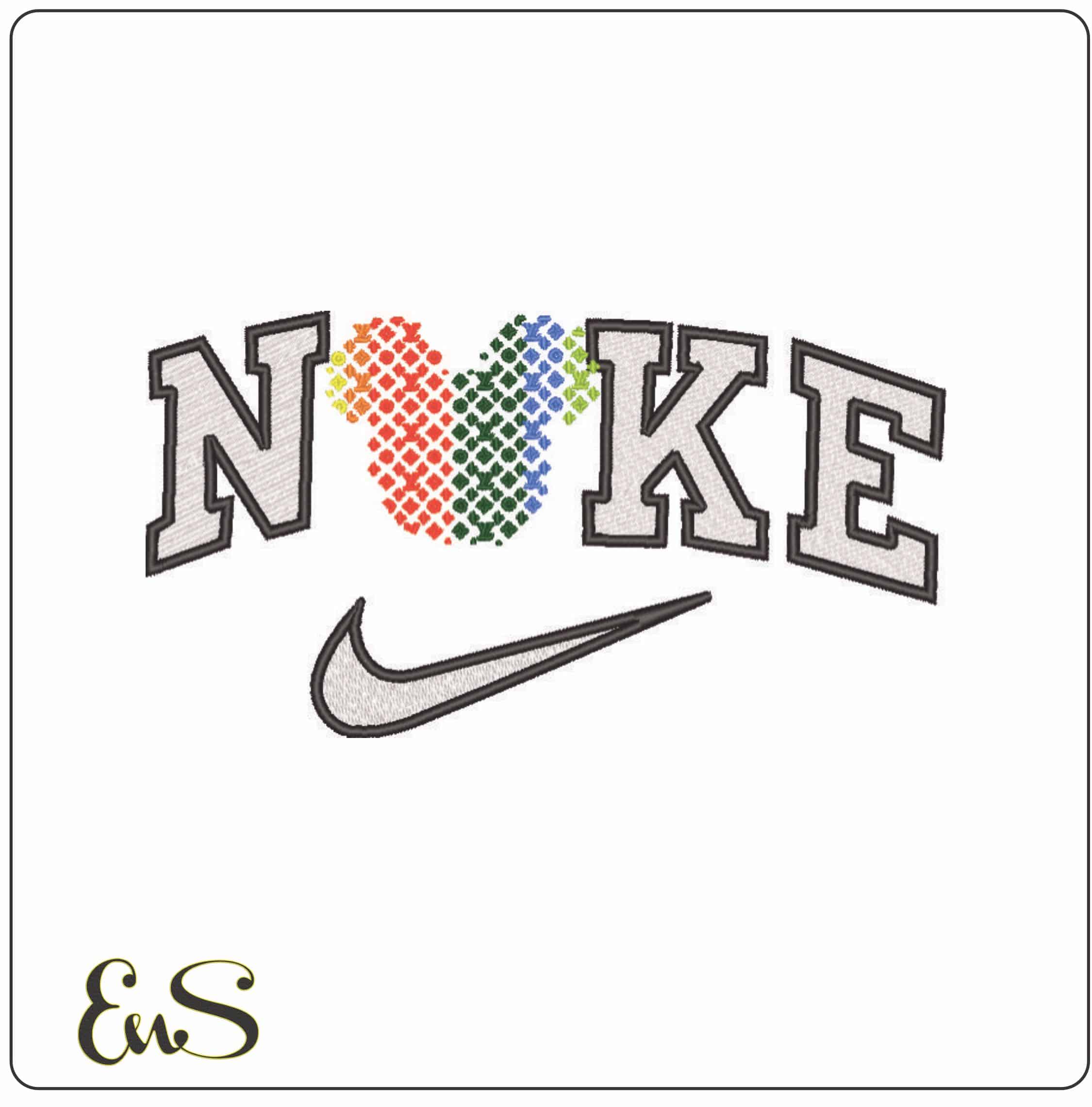 Nike Louis Vuitton Mickey Mouse - Elegant embroidery design file - instant download