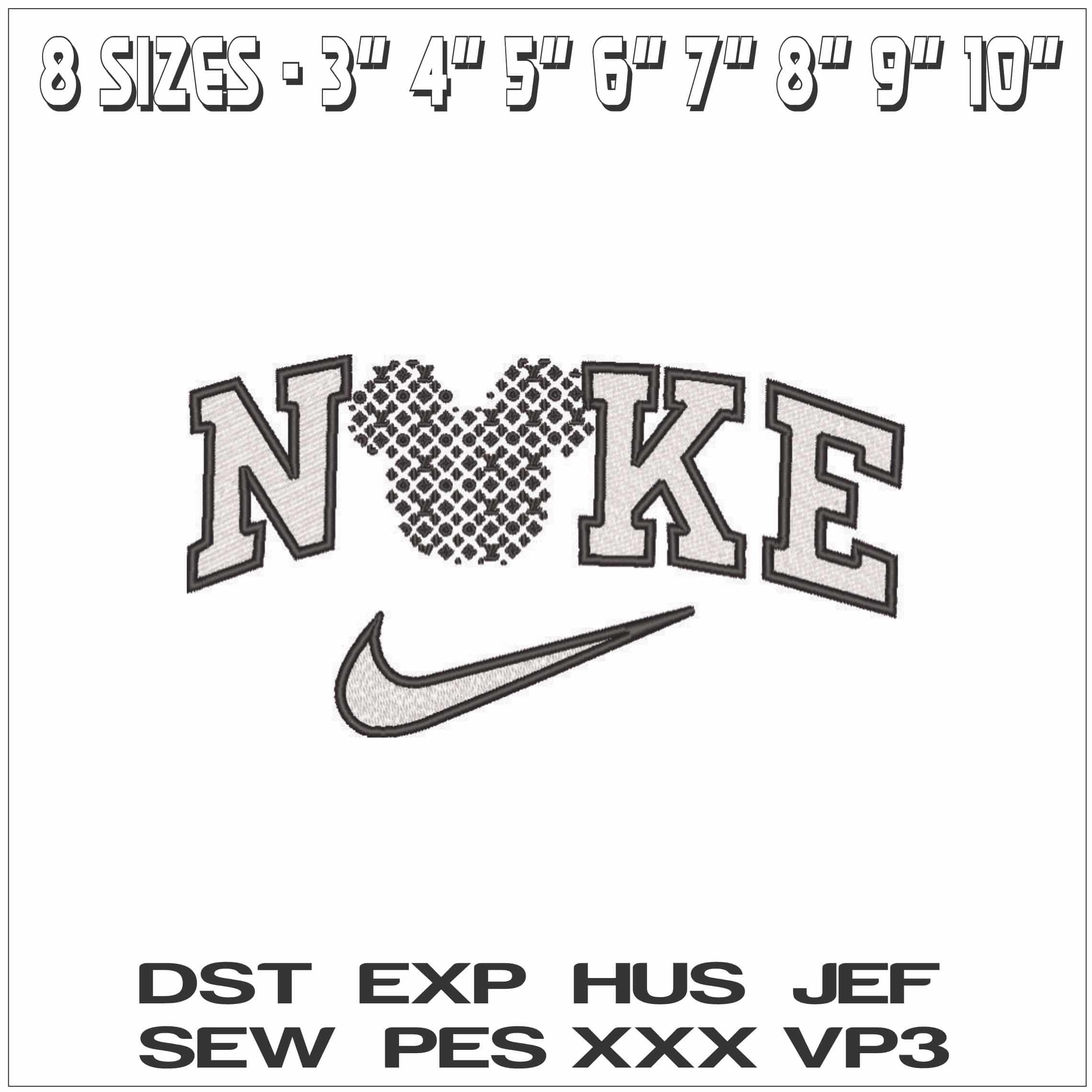 Nike Louis Vuitton Mickey Mouse Black - Elegant embroidery design file - instant download — view 2
