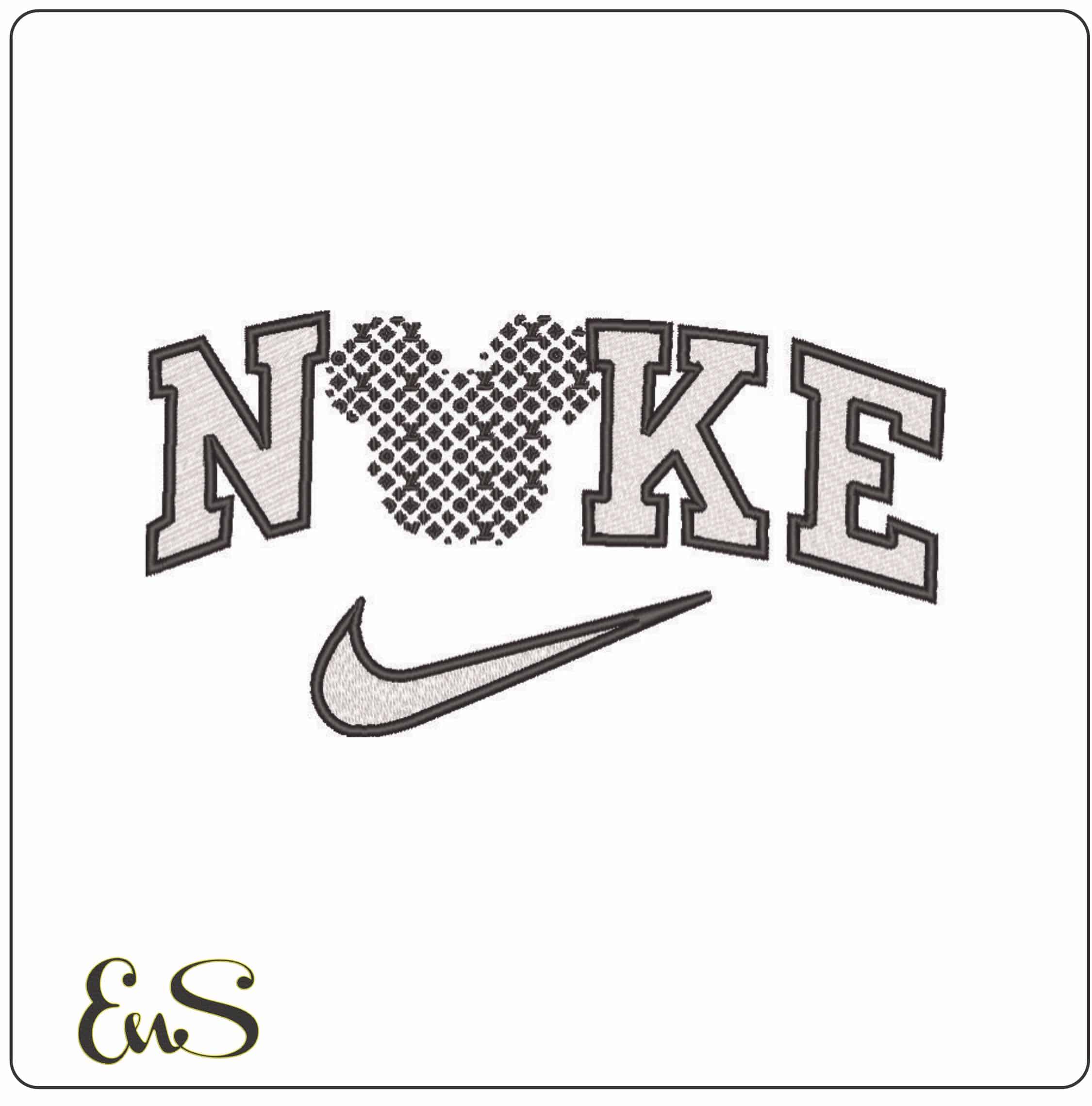Nike Louis Vuitton Mickey Mouse Black - Elegant embroidery design file - instant download