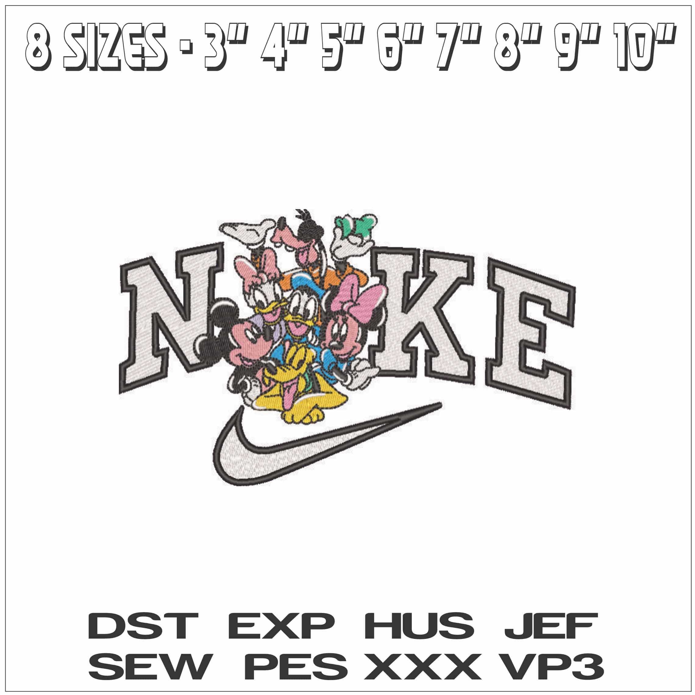 Nike Mickey Mouse Donald Pluto Goofy - Elegant embroidery design file - instant download — view 2