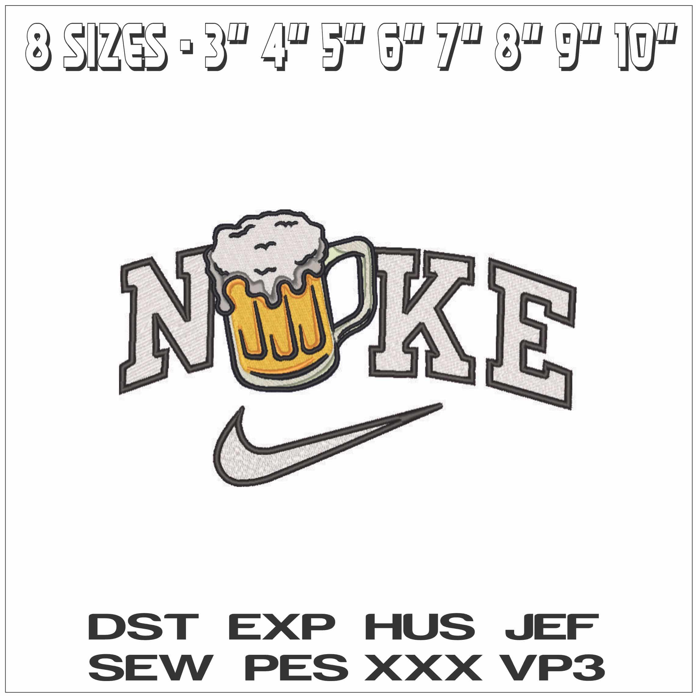 Nike Mug of Beer - Elegant embroidery design file - instant download — view 2