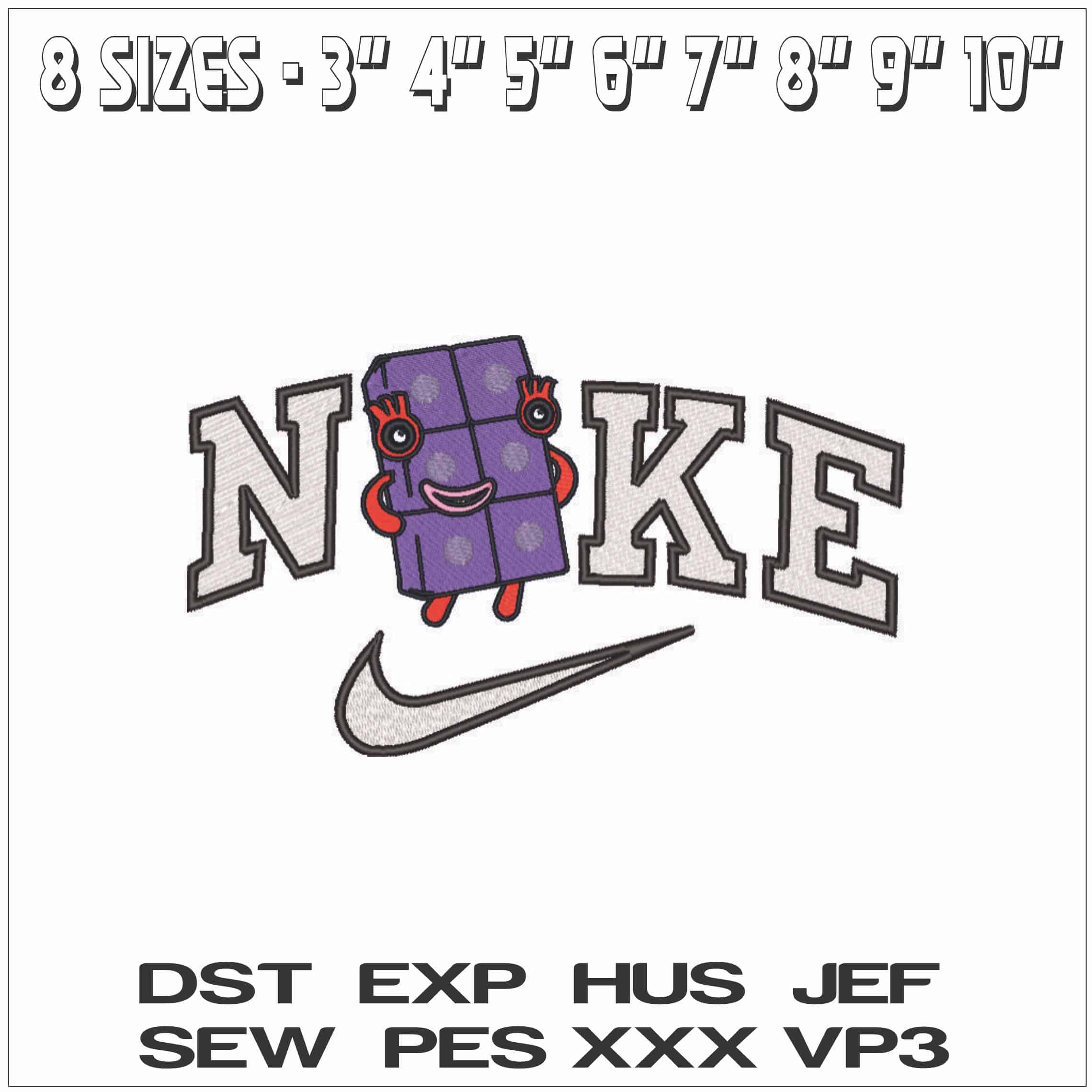 Nike Numberblock 6 The Plushie Show - Elegant embroidery design file - instant download — view 2