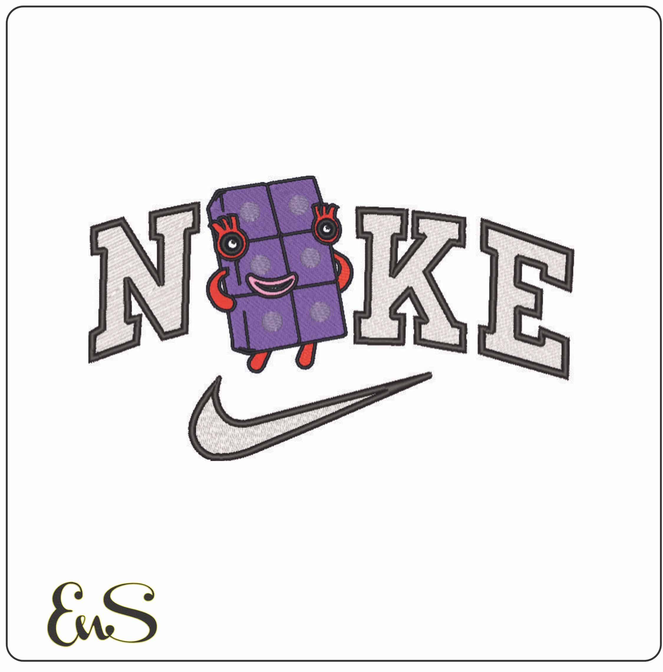 Nike Numberblock 6 The Plushie Show - Elegant embroidery design file - instant download