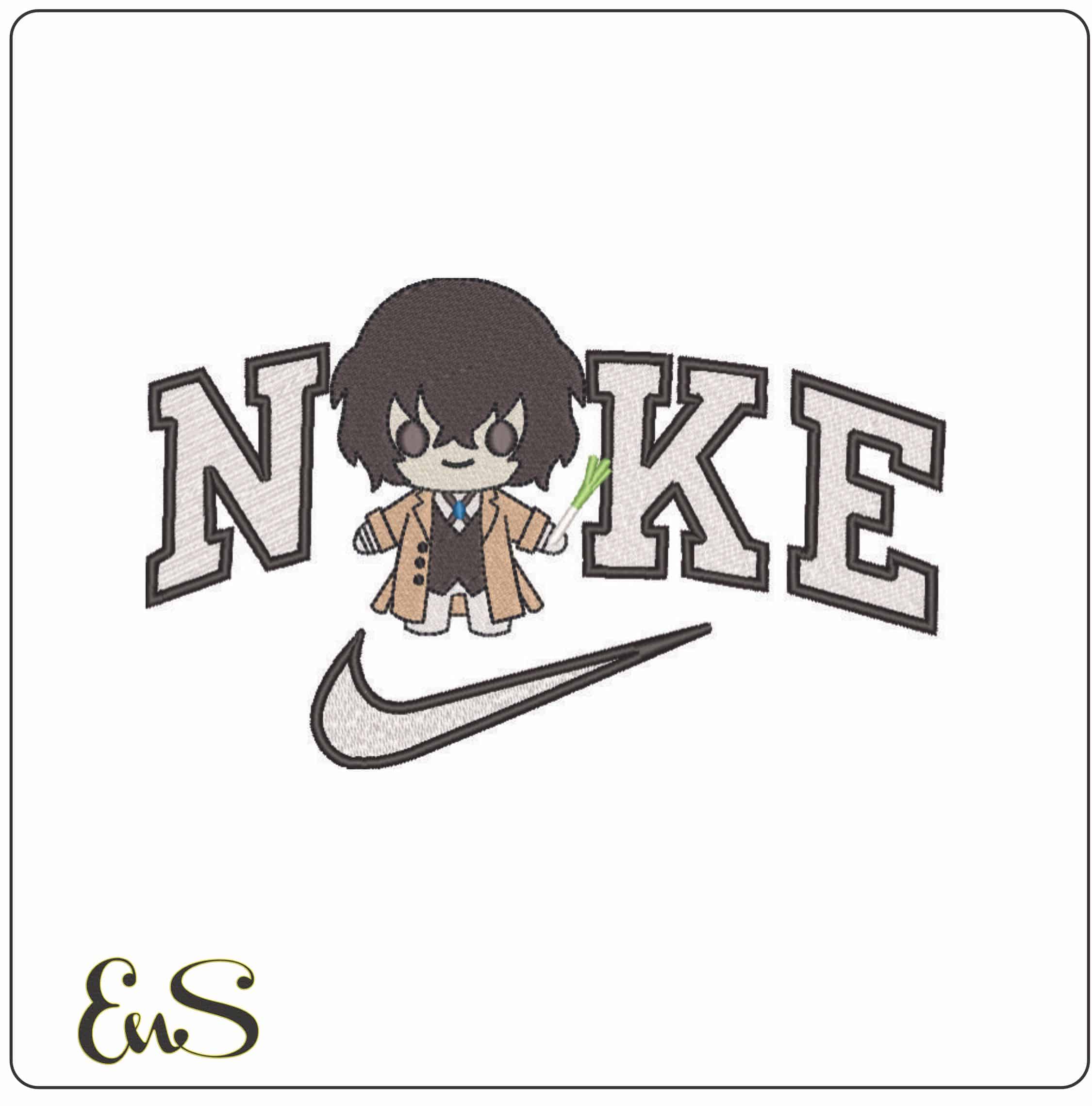 Nike Osamu Dazai Chibi Bungo Stray Dogs Anime - Elegant embroidery design file - instant download