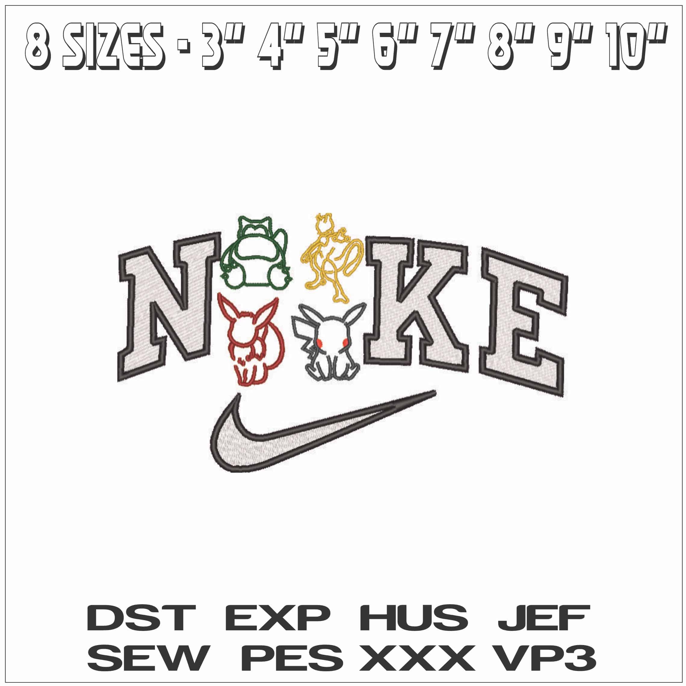 Nike Pokemon Outline Square Anime - Elegant embroidery design file - instant download — view 2