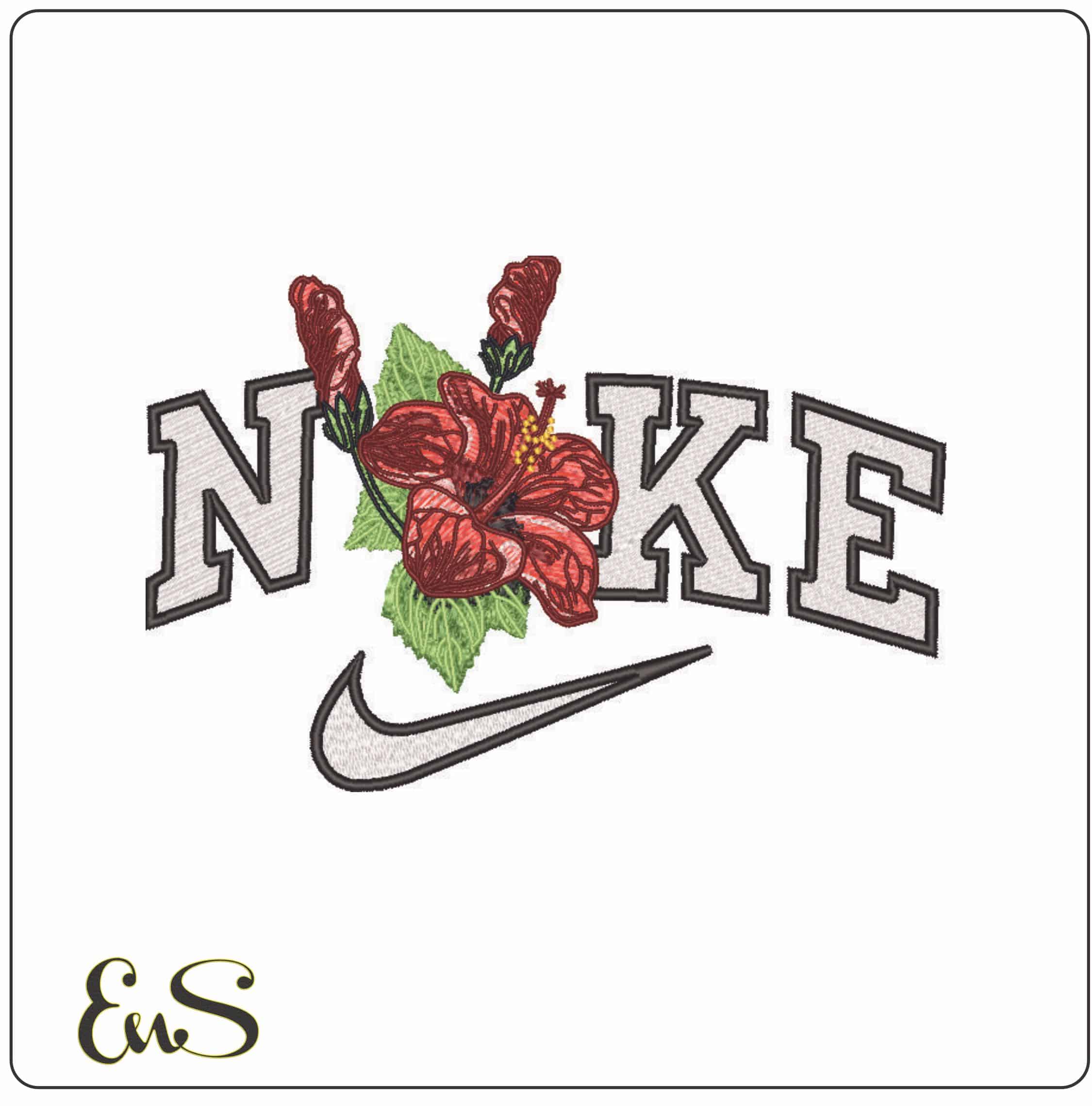 Nike Poppy Flower - Elegant embroidery design file - instant download