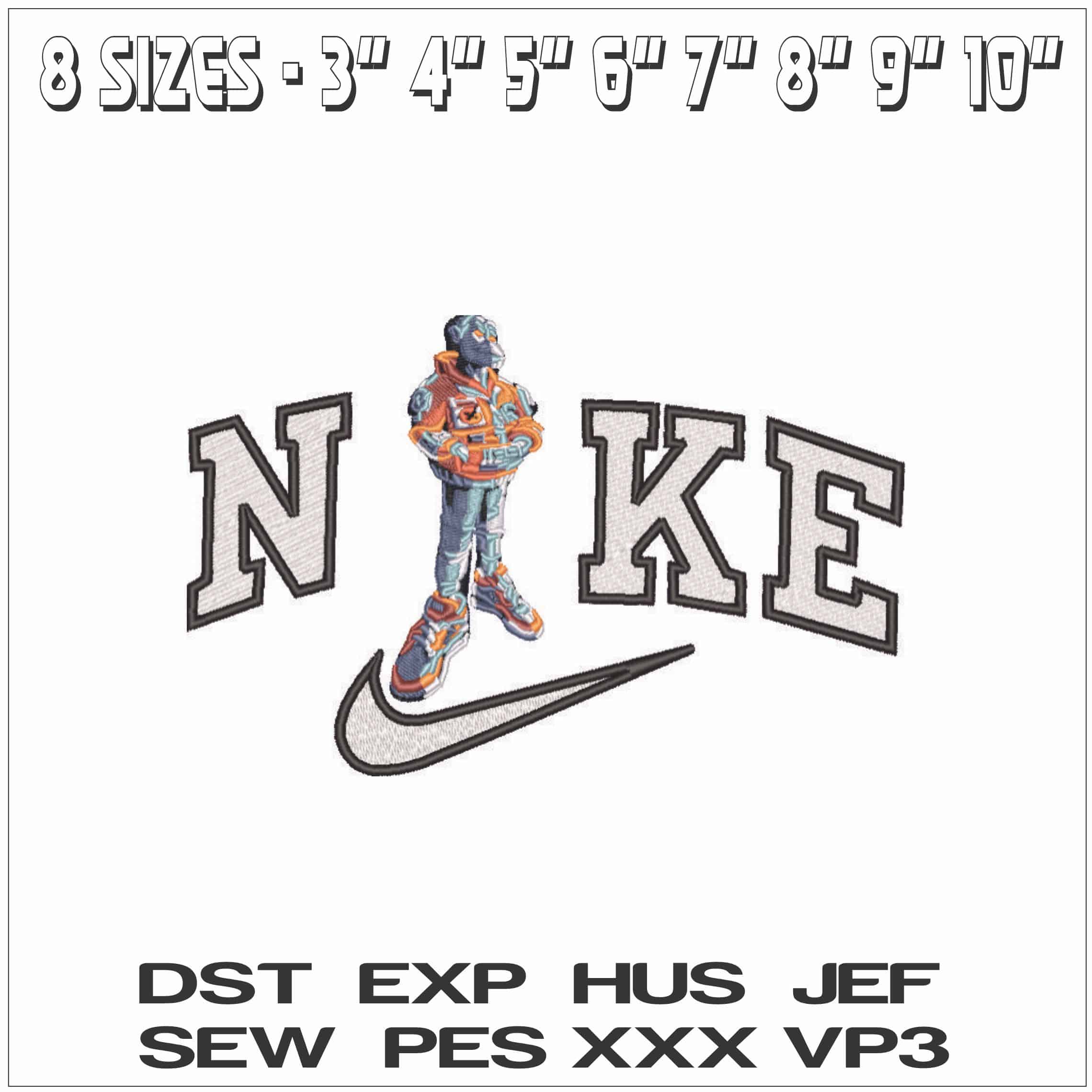 Nike Primate - Elegant embroidery design file - instant download — view 2